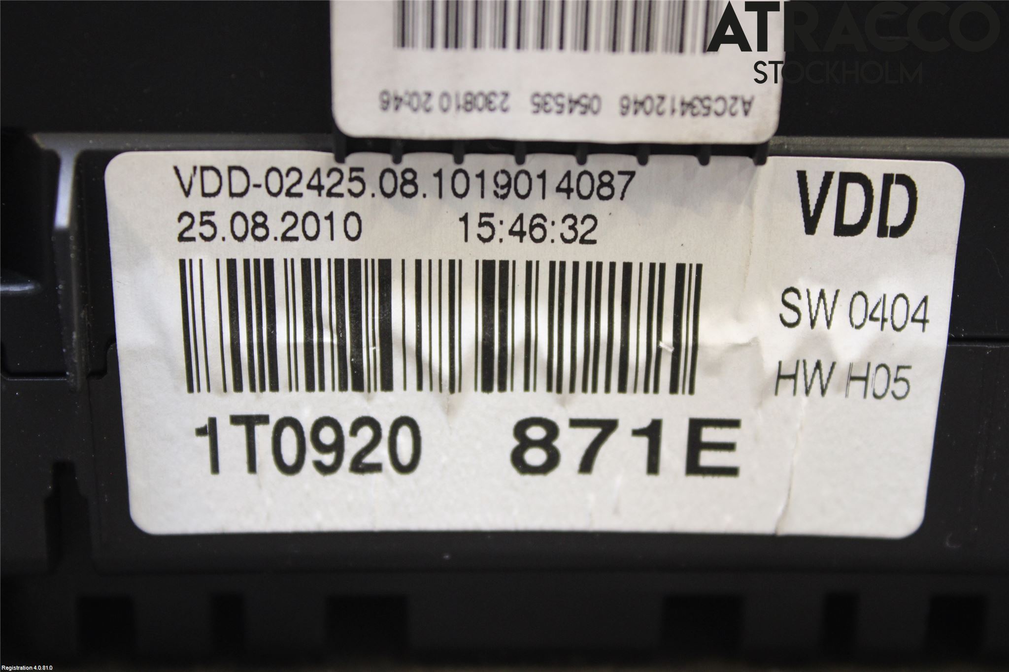 Volkswagen VW TOURAN 10-15 Instrument Komb