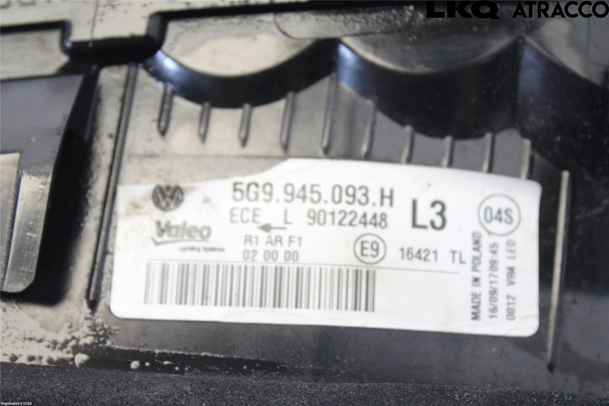 Volkswagen VW GOLF / E-GOLF VII 13-20 Bakljus Lucka Vä