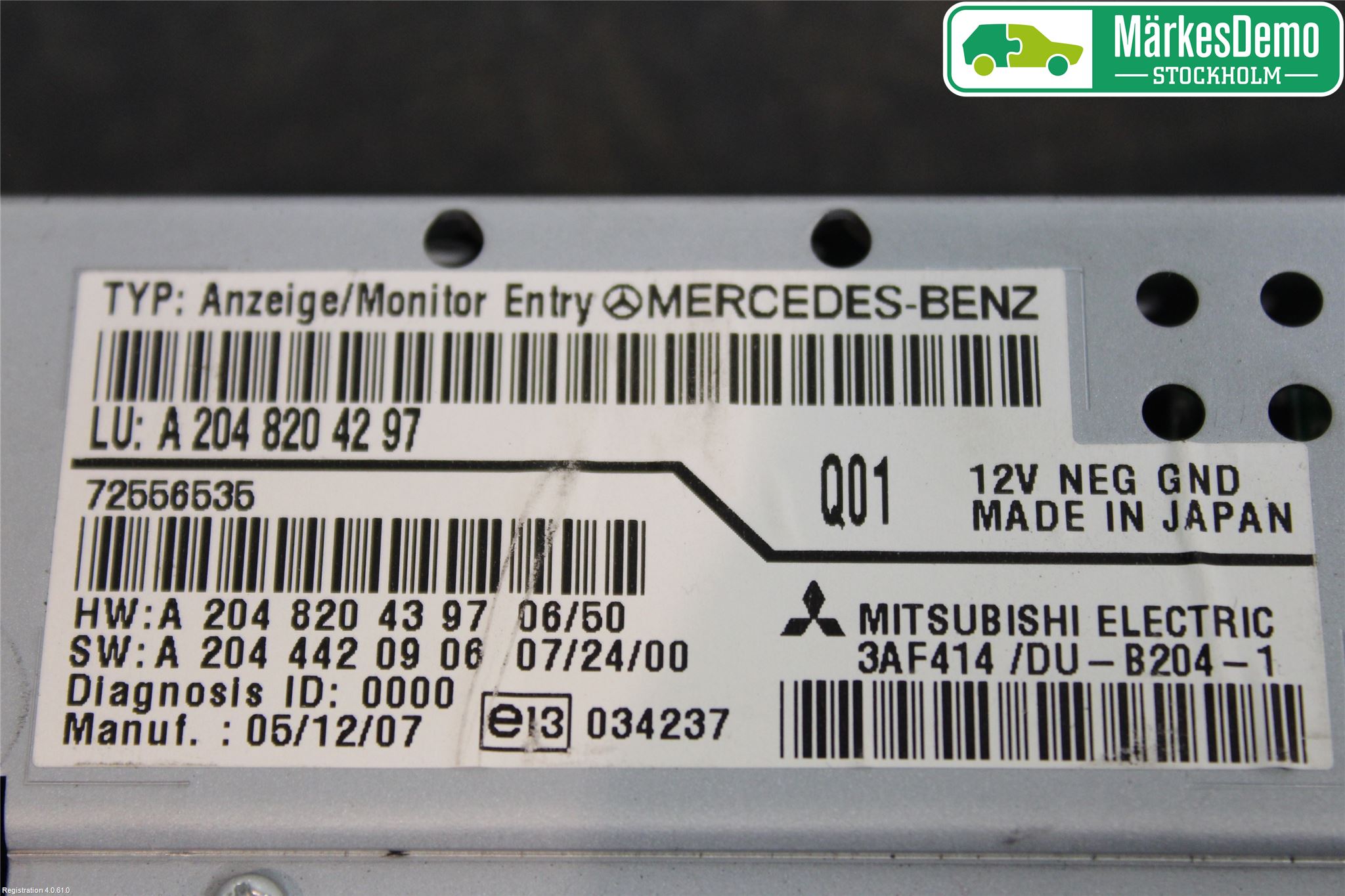 Mercedes-Benz MB C-KLASS (W204) 07-15 Färddator