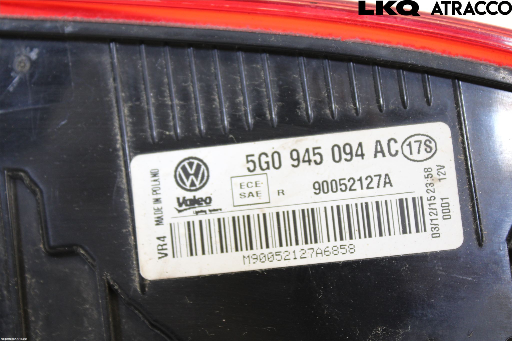 Volkswagen VW GOLF / E-GOLF VII 13-20 Bakljus Lucka Hö