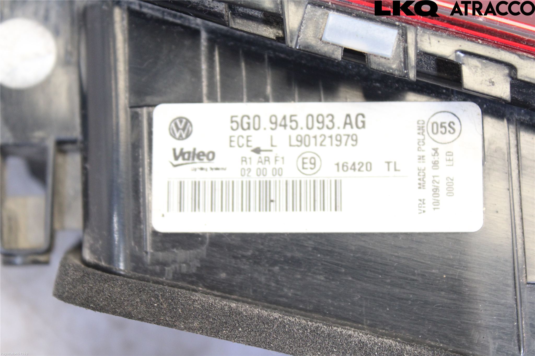 Volkswagen VW GOLF / E-GOLF VII 13-20 Bakljus Lucka Vä