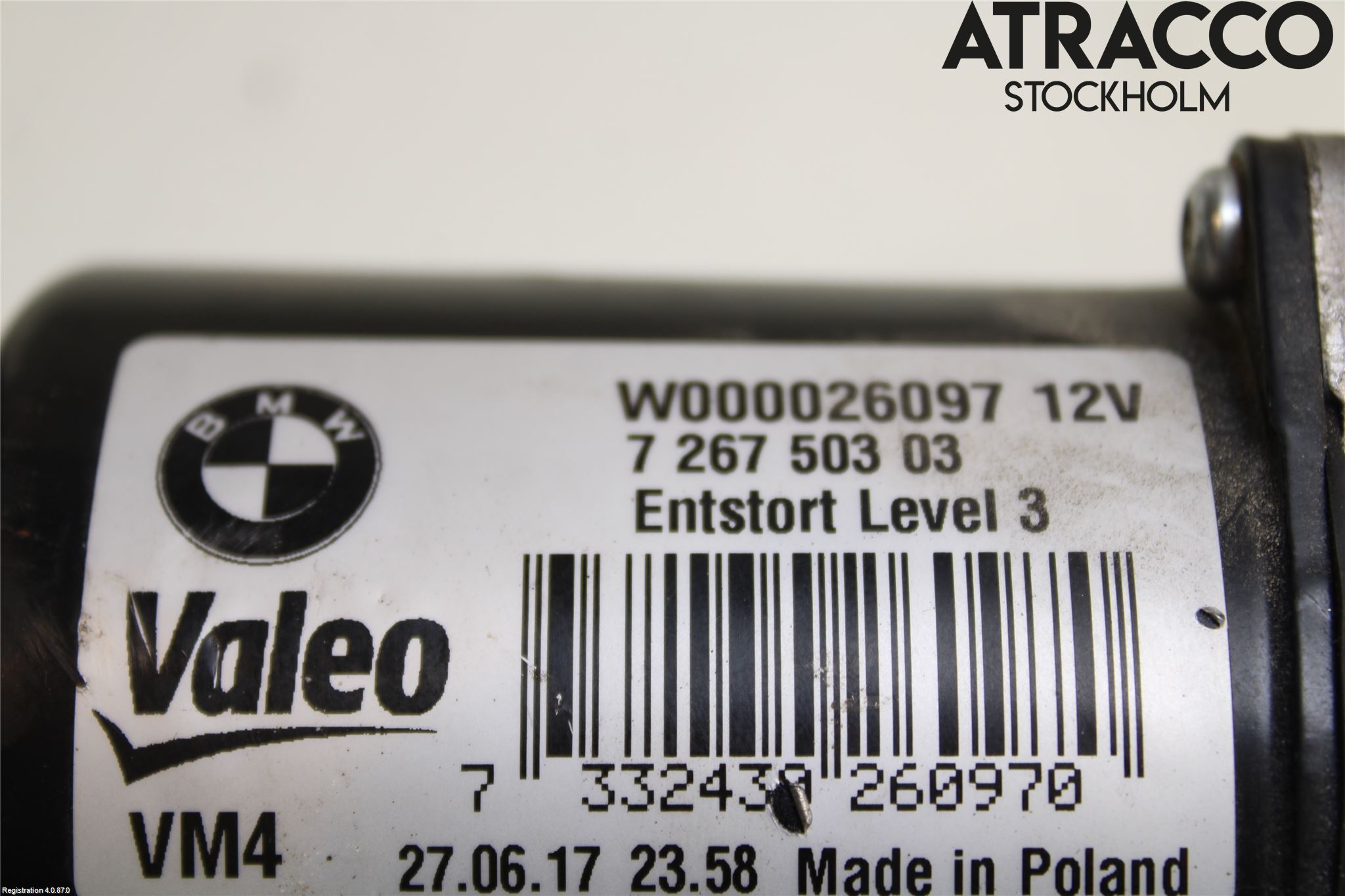 BMW 3 F30/F31/F80 12-19 Torkarmotor Vindruta