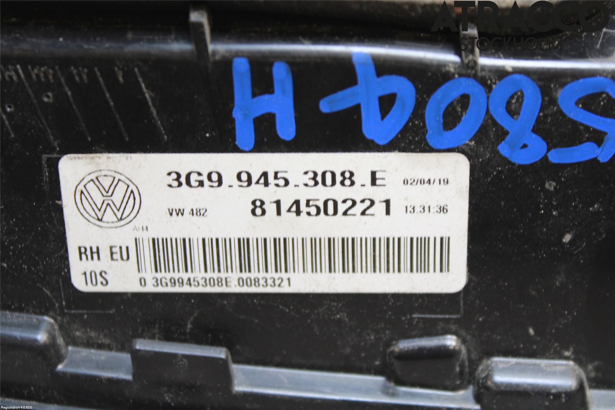 Volkswagen VW PASSAT 15-19 Bakljus Lucka Hö