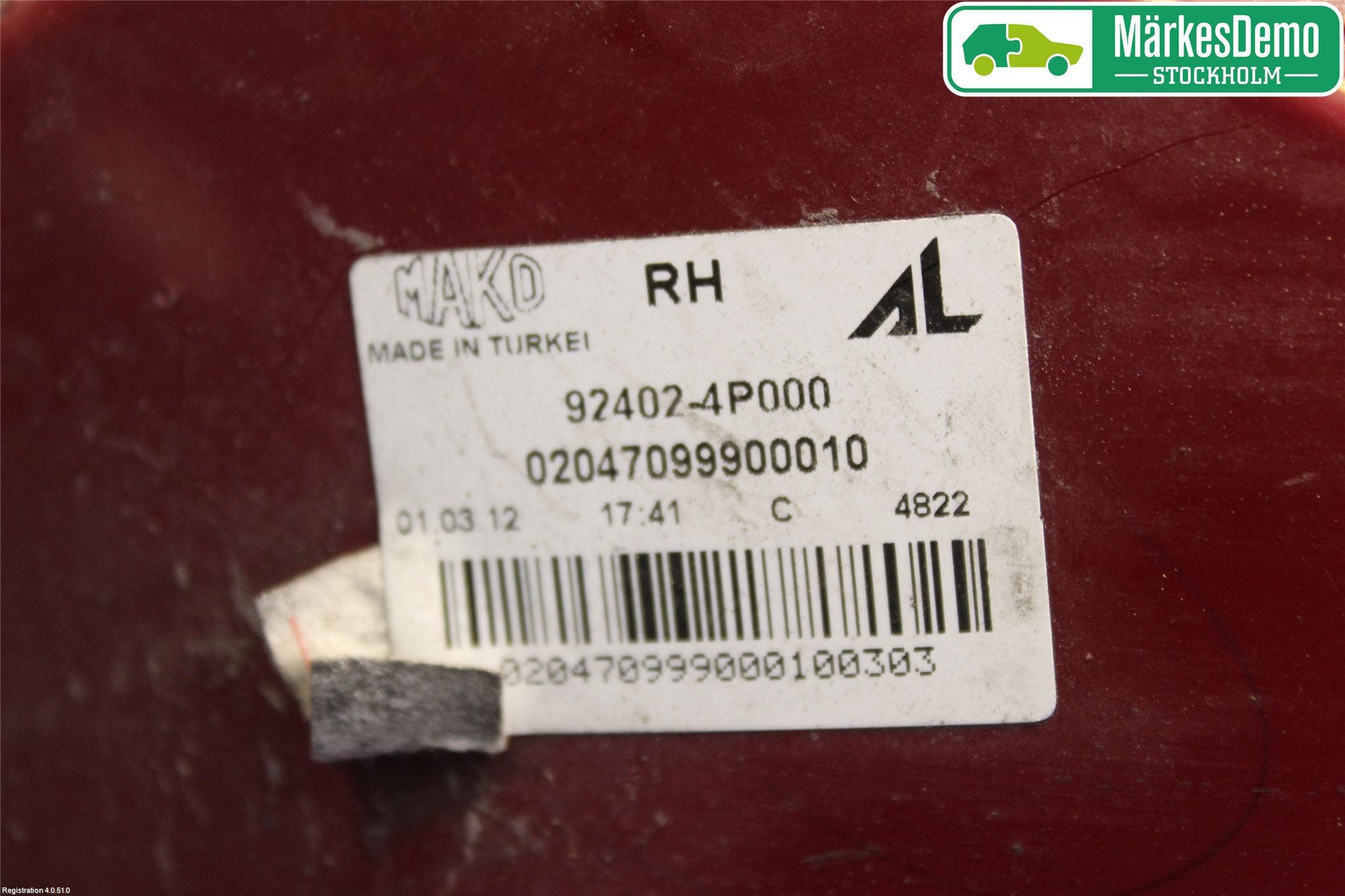 Hyundai i20 PB 09-14 Bakljus Höger