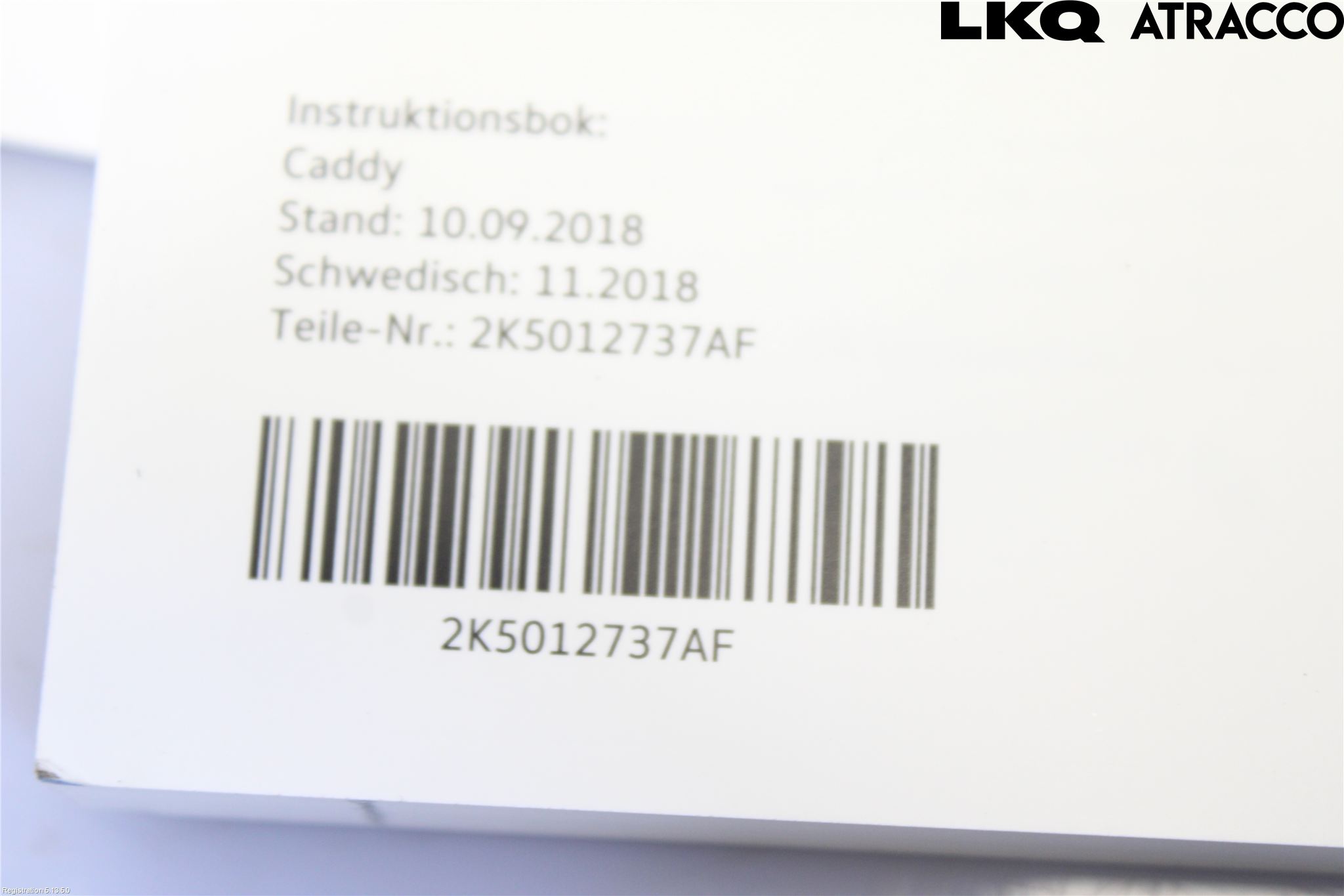 Volkswagen VW CADDY 16-20 Instruktionsbok