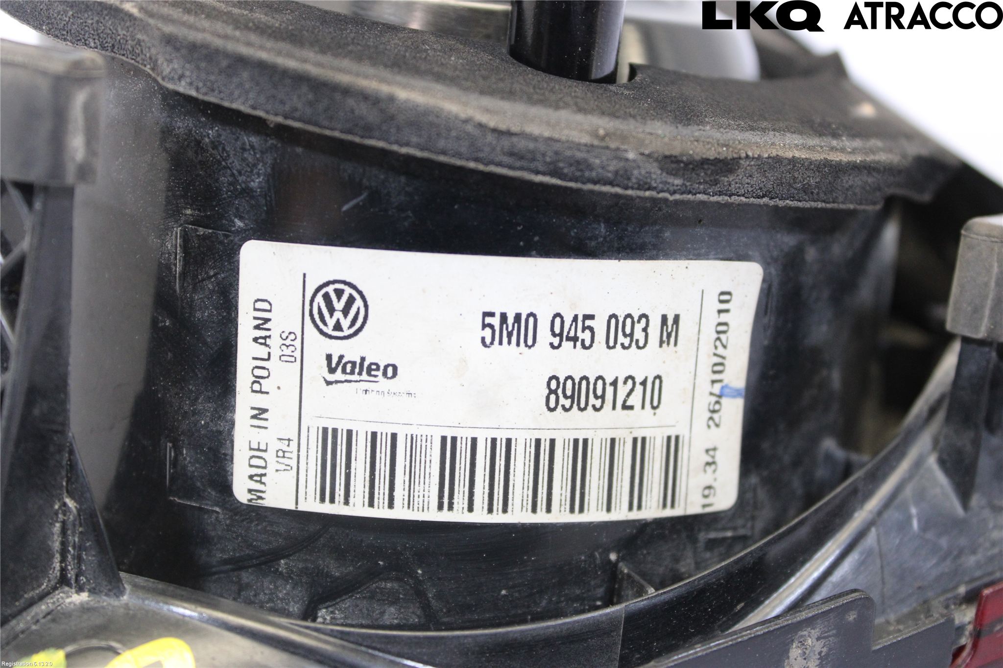 Volkswagen VW GOLF PLUS/CROSS GOLF 04-14 Bakljus Lucka Vä