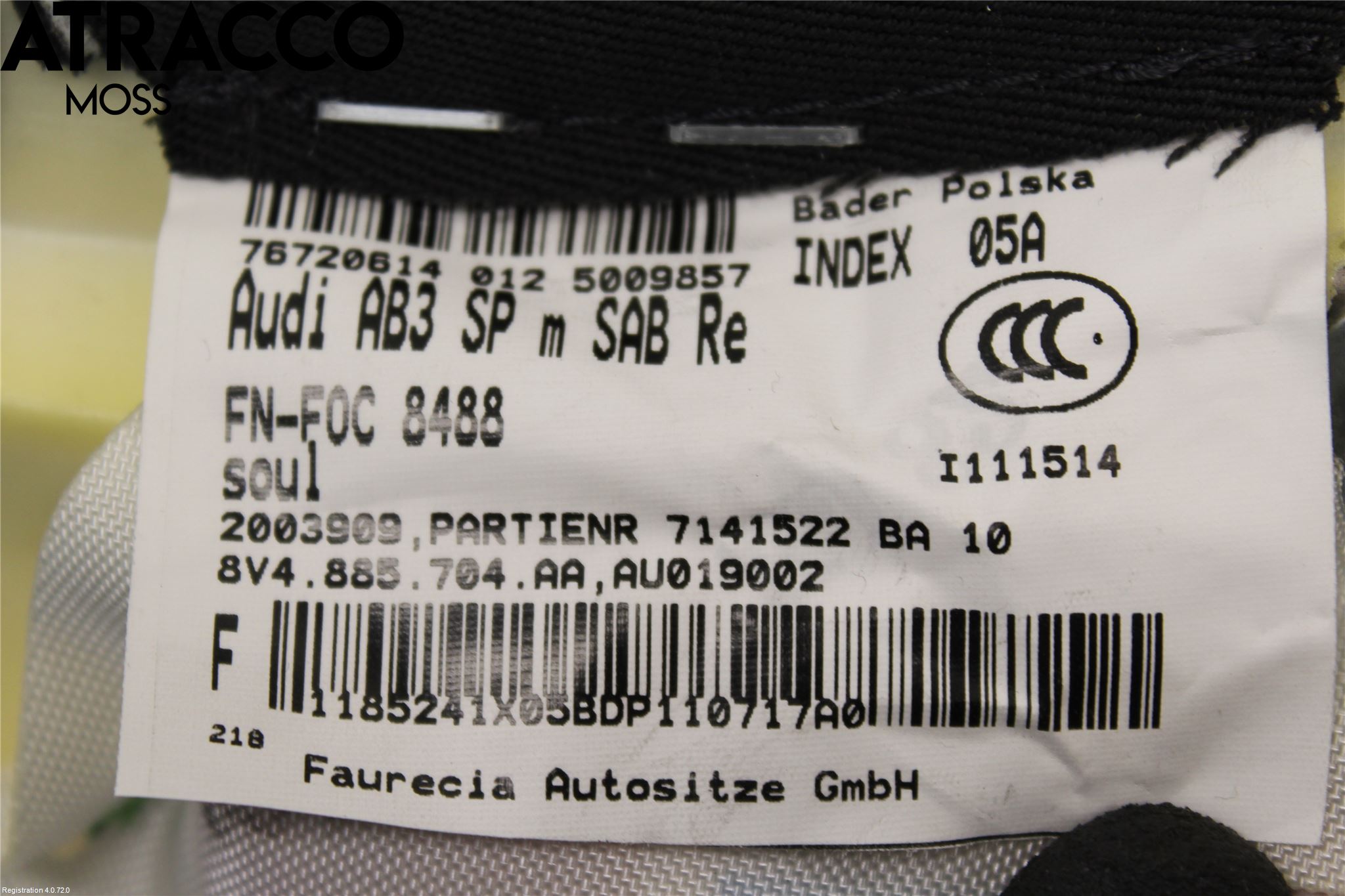 Audi A3/S3 8V 13-20 Inredning Sidoklädsel