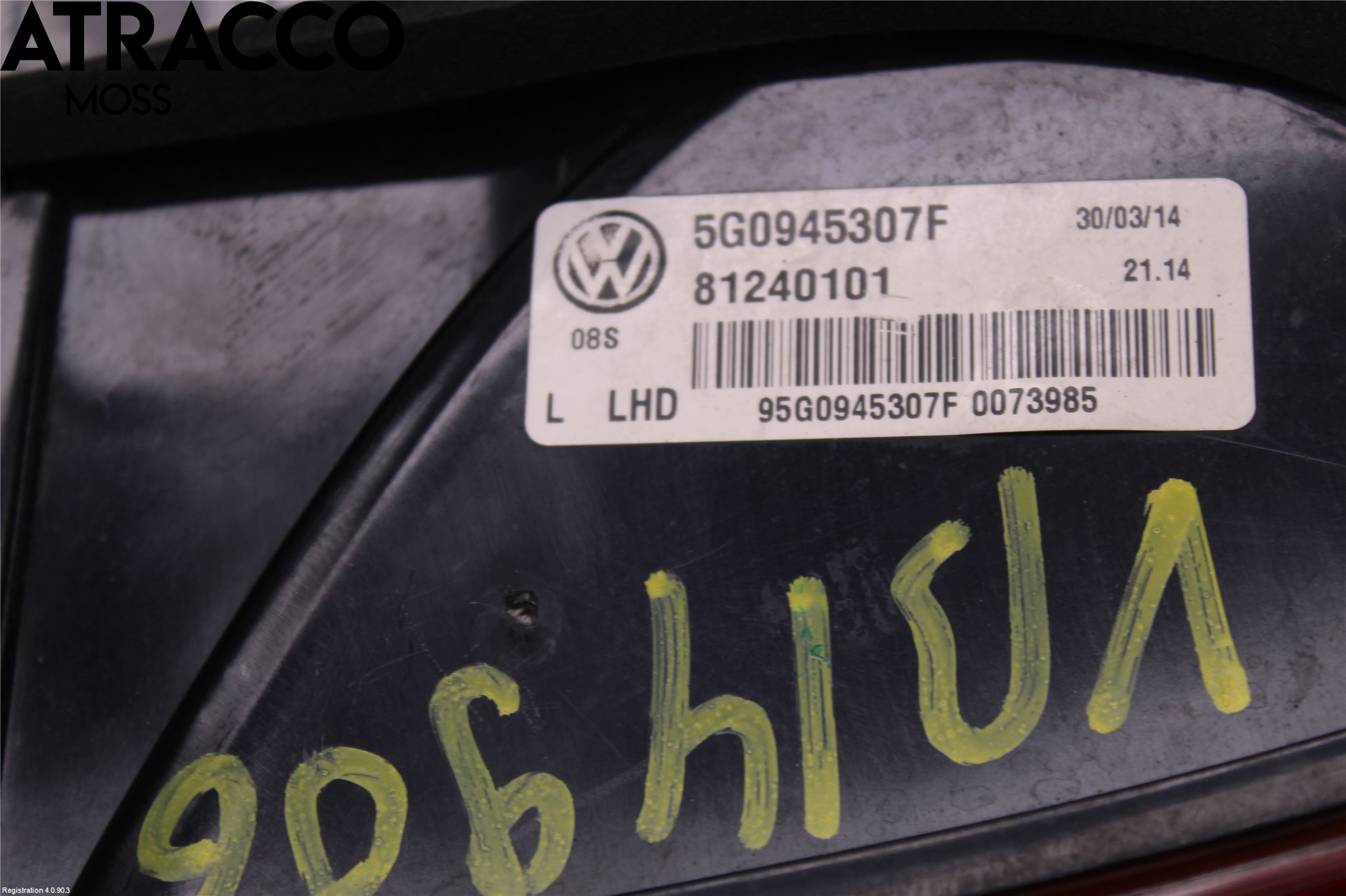 Volkswagen VW GOLF / E-GOLF VII 13-20 Bakljus Lucka Vä