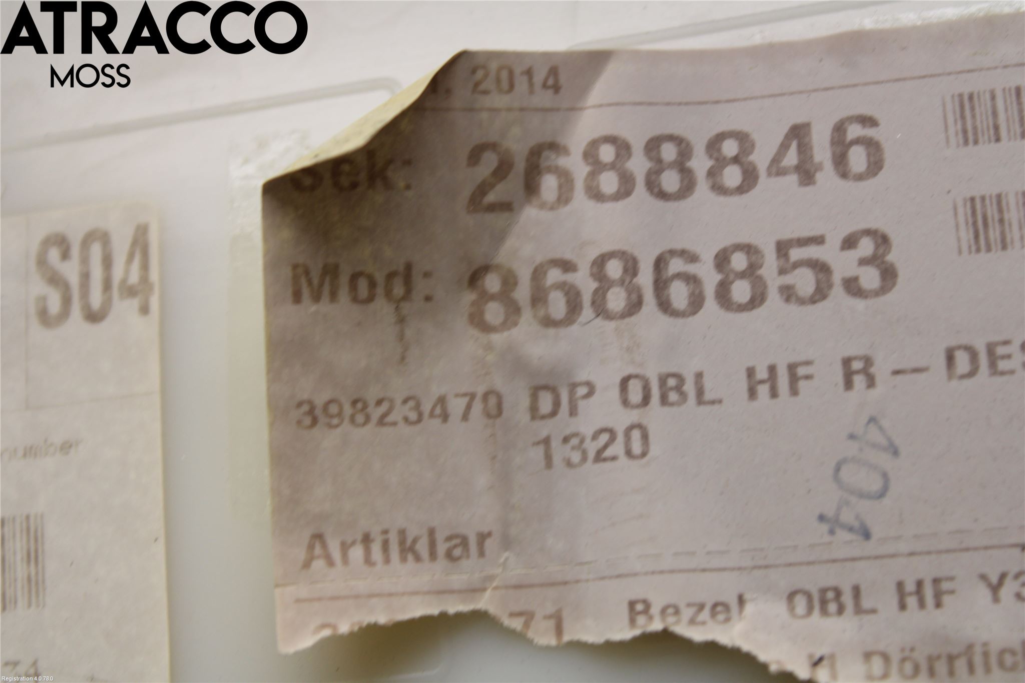 Volvo V60 11-13 Dörrklädsel Hö