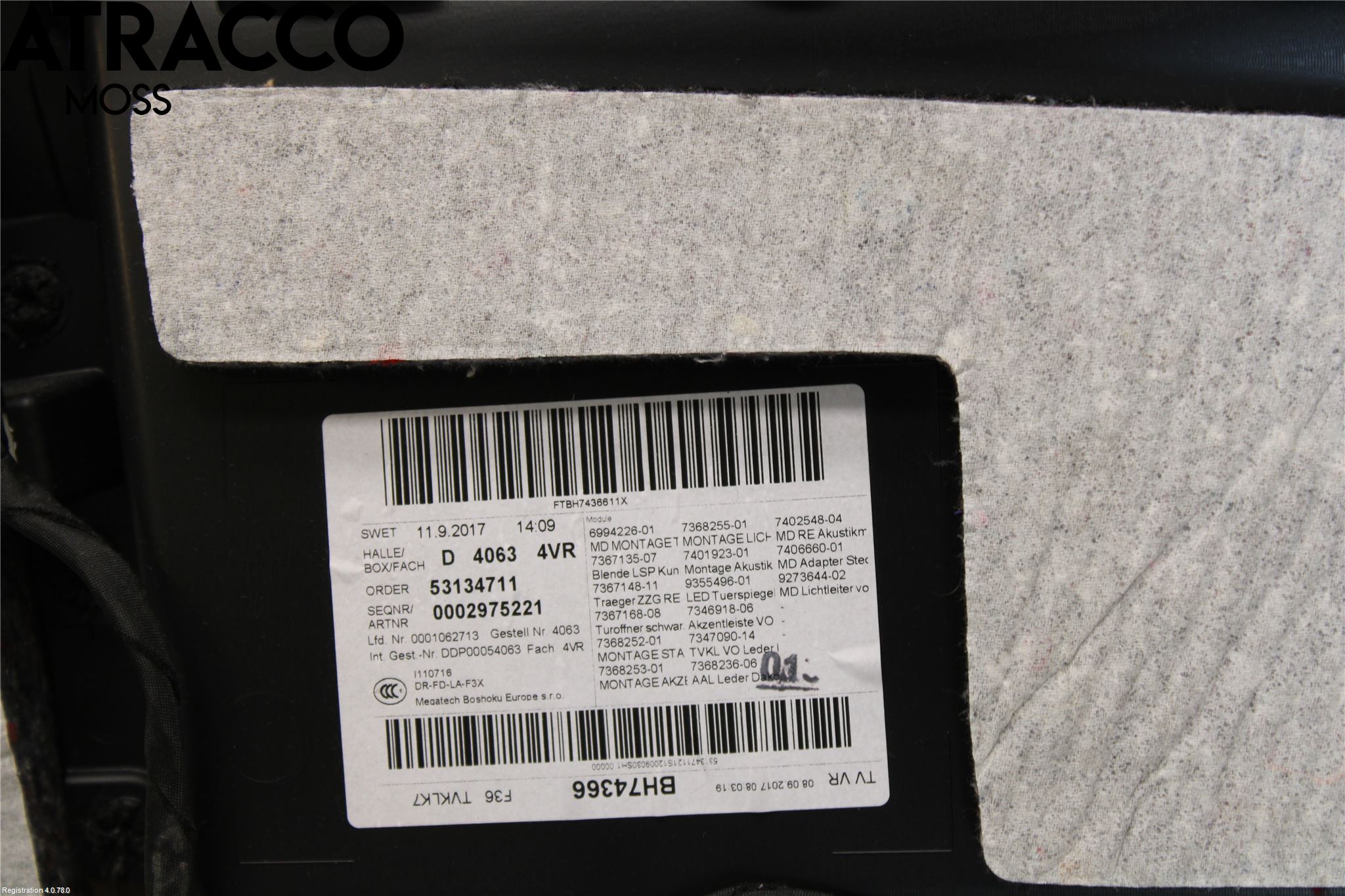 BMW 4 F32/F33/F82/F83 13-20 Dörrklädsel Hö