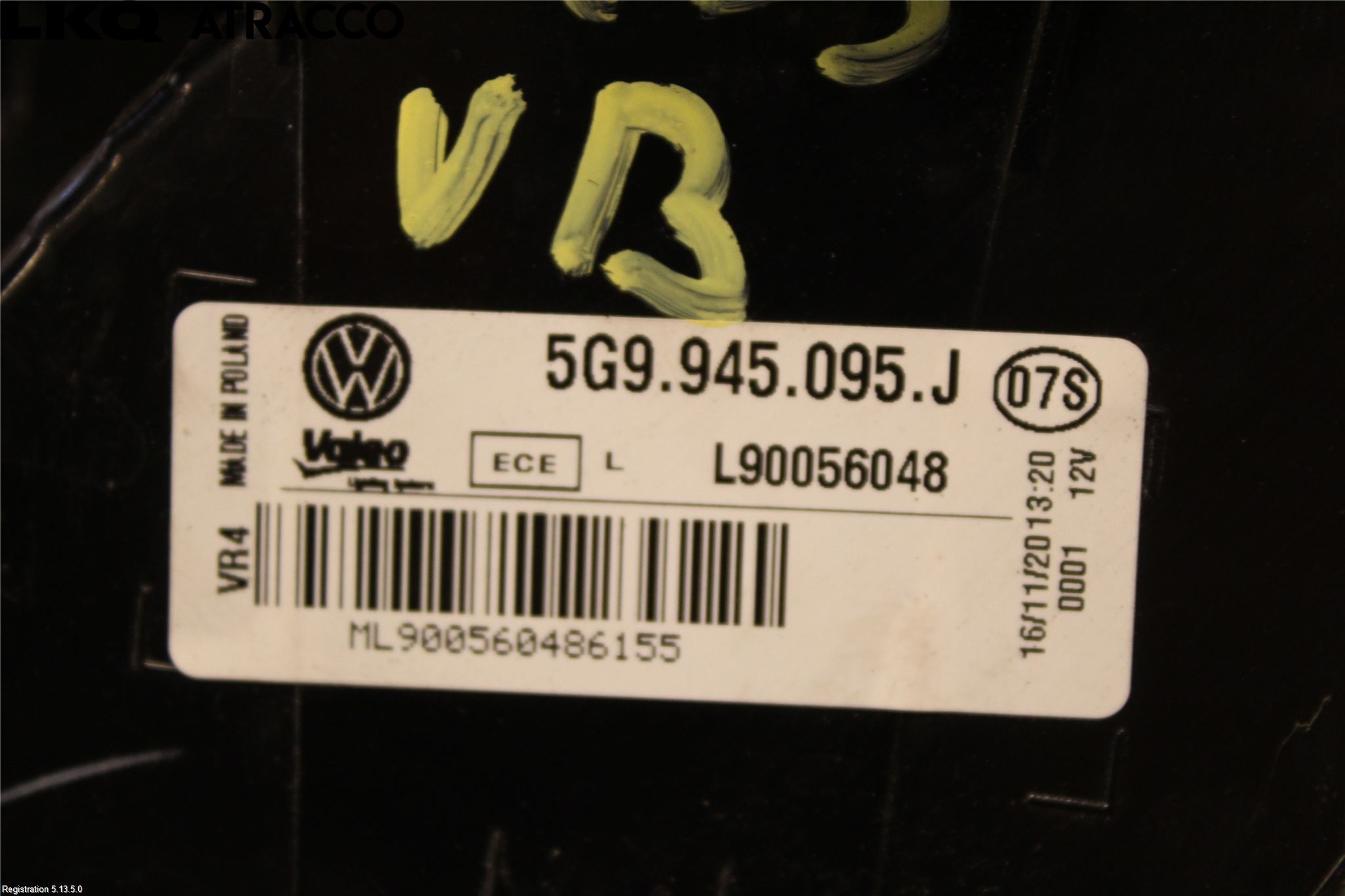 Volkswagen VW GOLF / E-GOLF VII 13-20 Bakljus Vänster