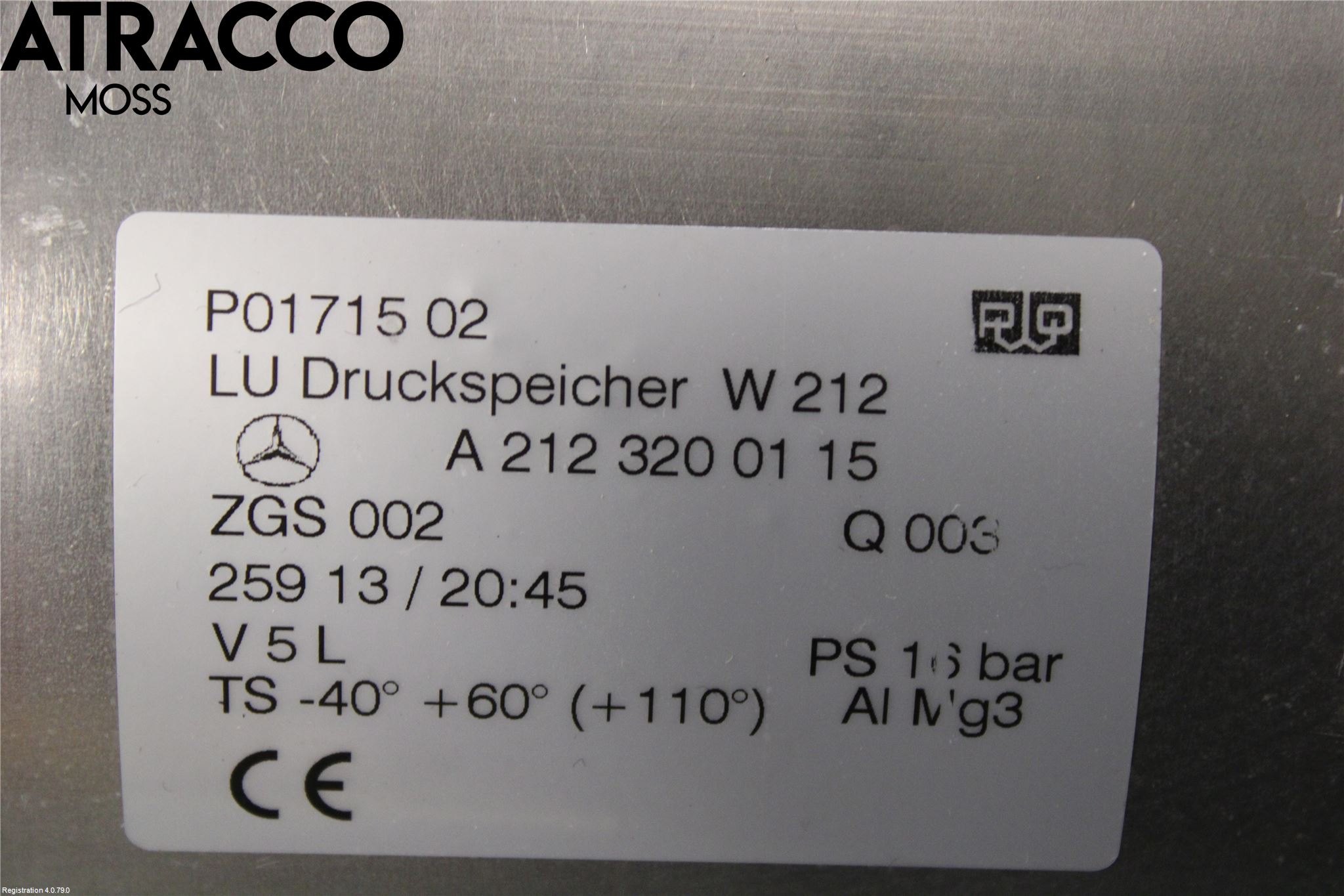 Mercedes-Benz MB E-KLASS (W212) 09-16 Nivå/Luftförändring Trycktank