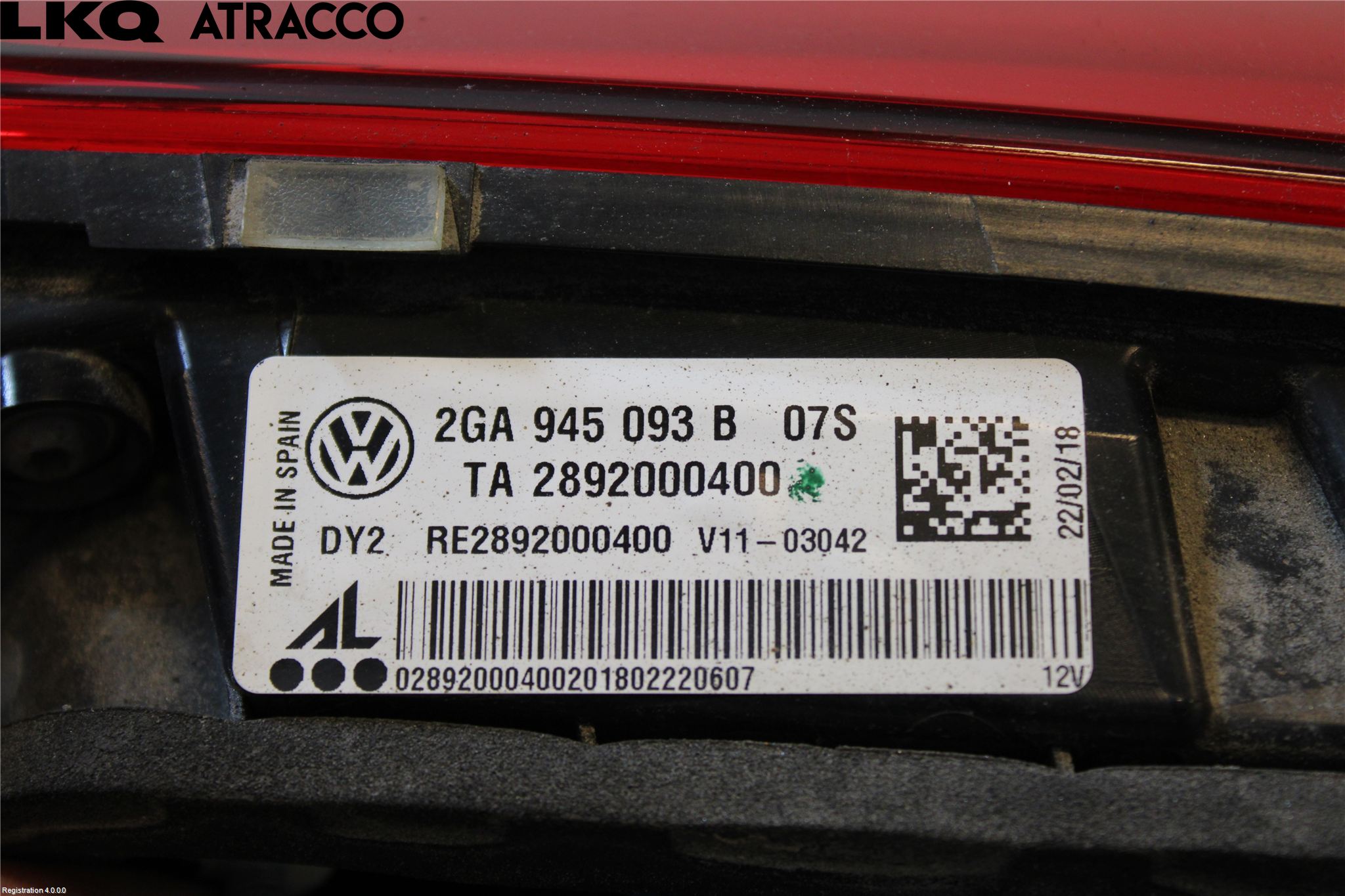 Volkswagen VW T-ROC 18- Bakljus Lucka Vä
