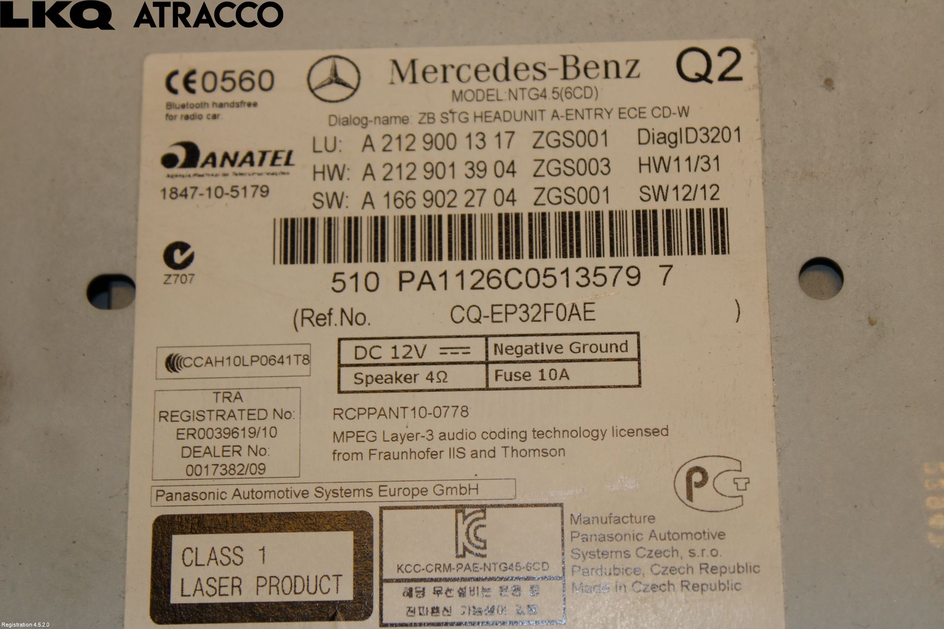 Mercedes-Benz MB E-KLASS (W212) 09-16 Cd Radio - Multimediapanel