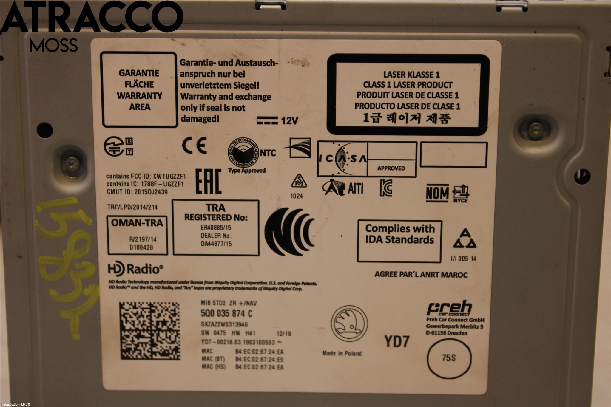 Skoda OCTAVIA (5E) 13-20 Cd Radio - Multimediapanel