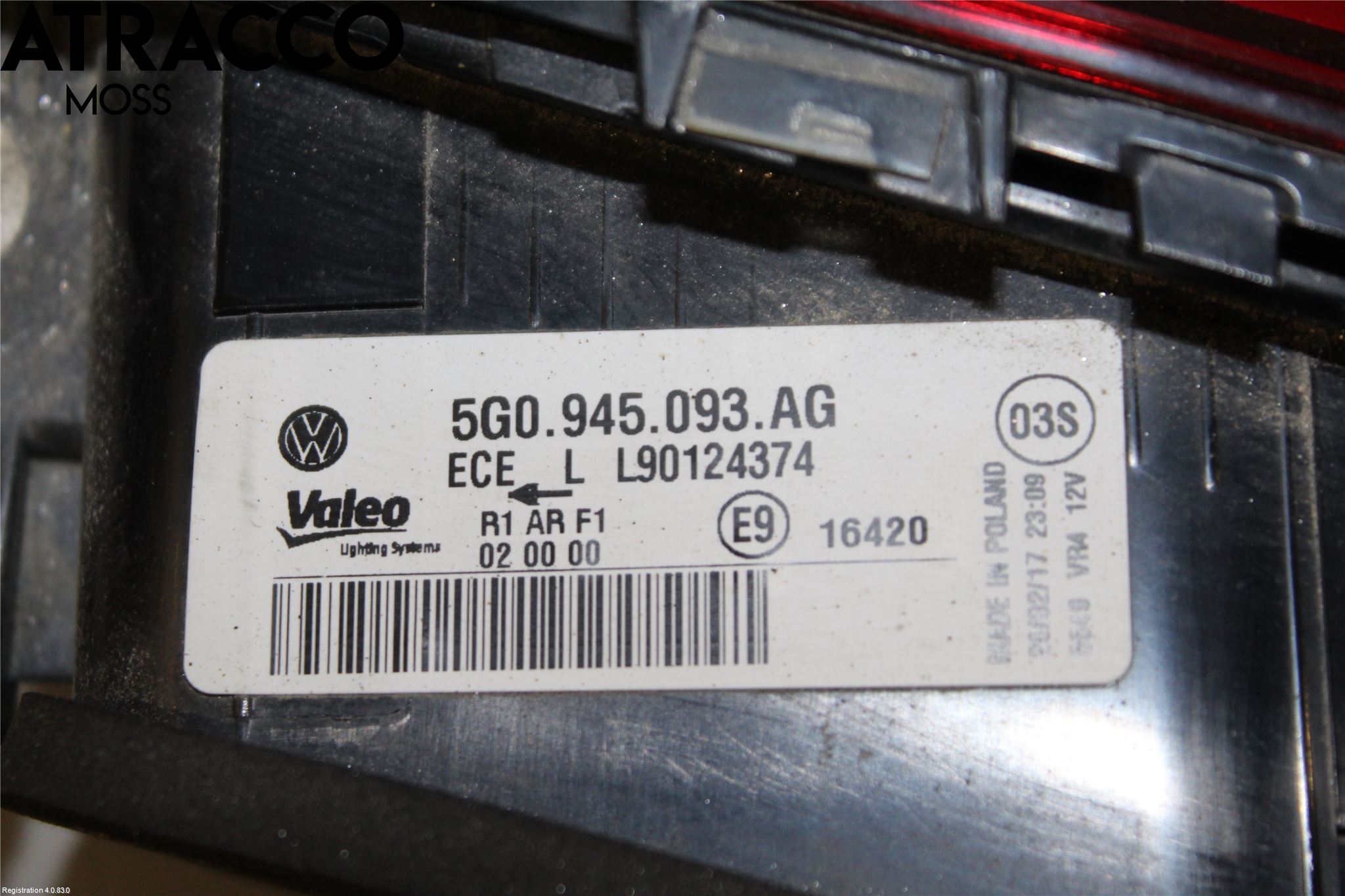 Volkswagen VW GOLF / E-GOLF VII 13-20 Bakljus Lucka Vä