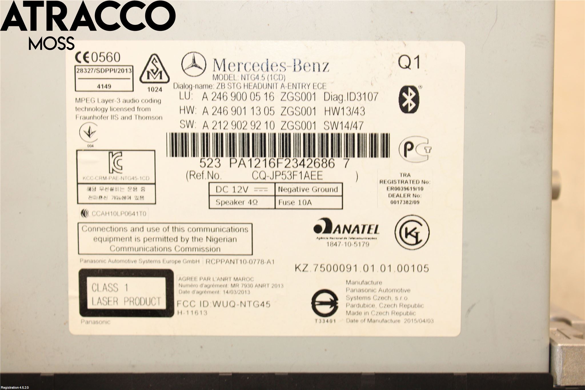 Mercedes-Benz MB A-KLASS (W176) 13-18 Cd Radio - Multimediapanel