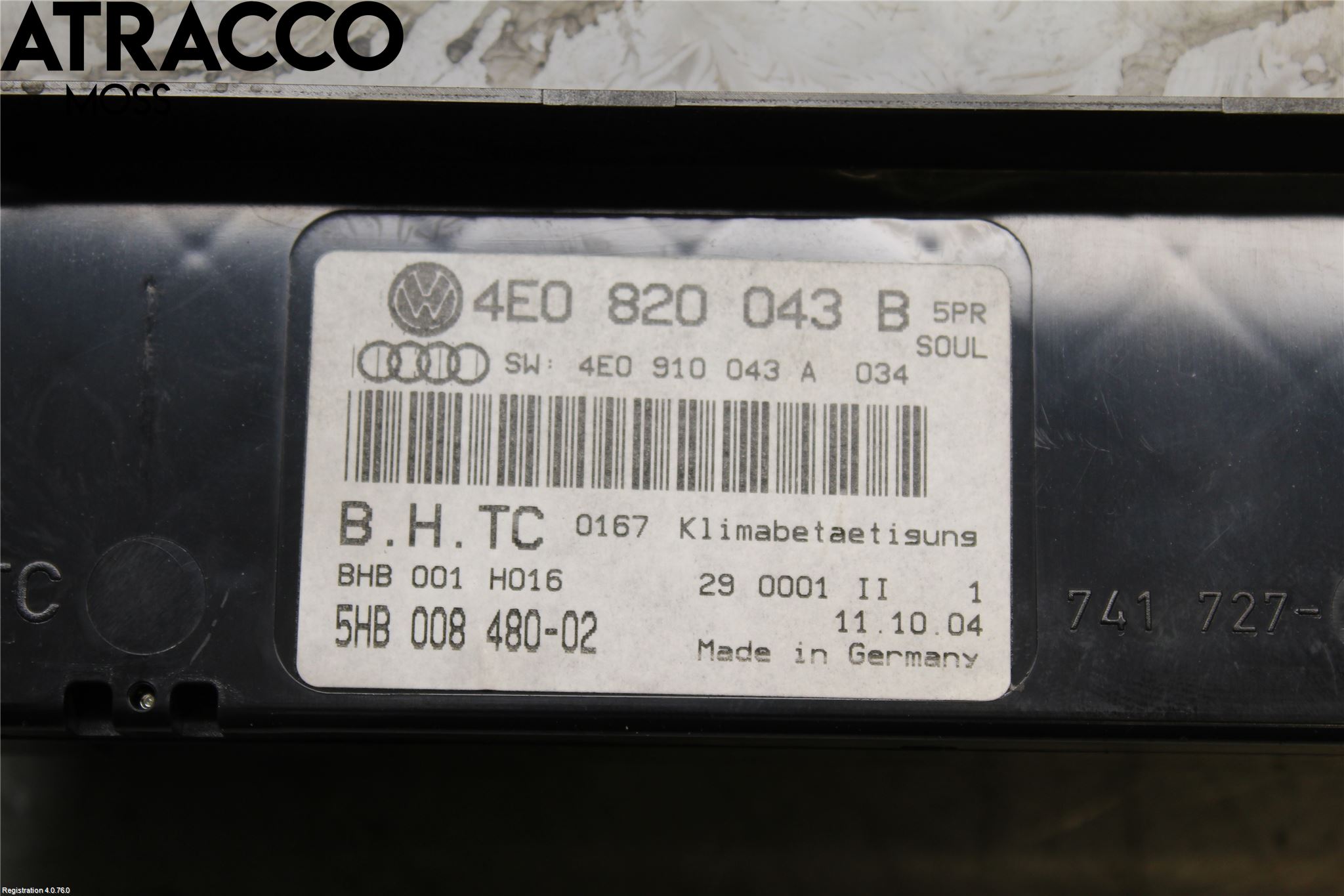Audi A8/S8 4E  02-09 Ac Styrenhet Ac Manöveren