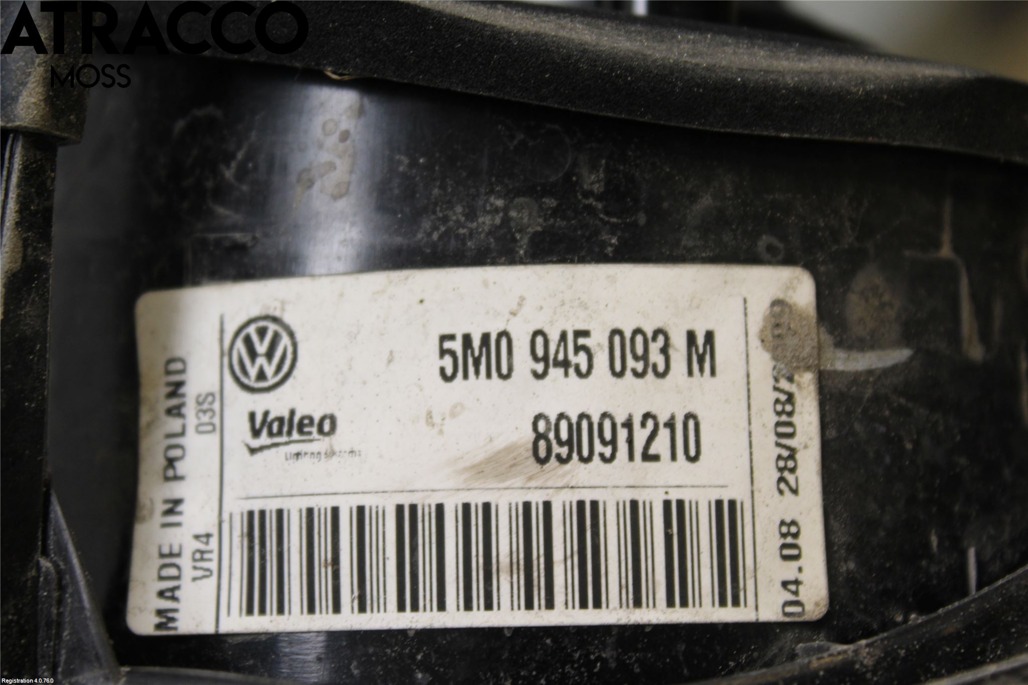 Volkswagen VW GOLF PLUS/CROSS GOLF 04-14 Bakljus Lucka Vä