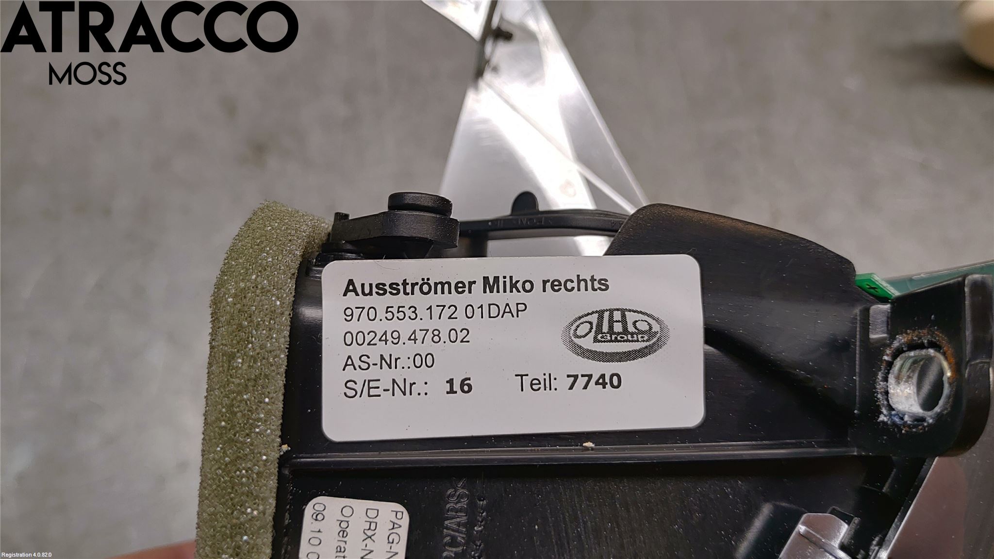 Porsche PANAMERA 09- Defrosterkanal-Munstycke