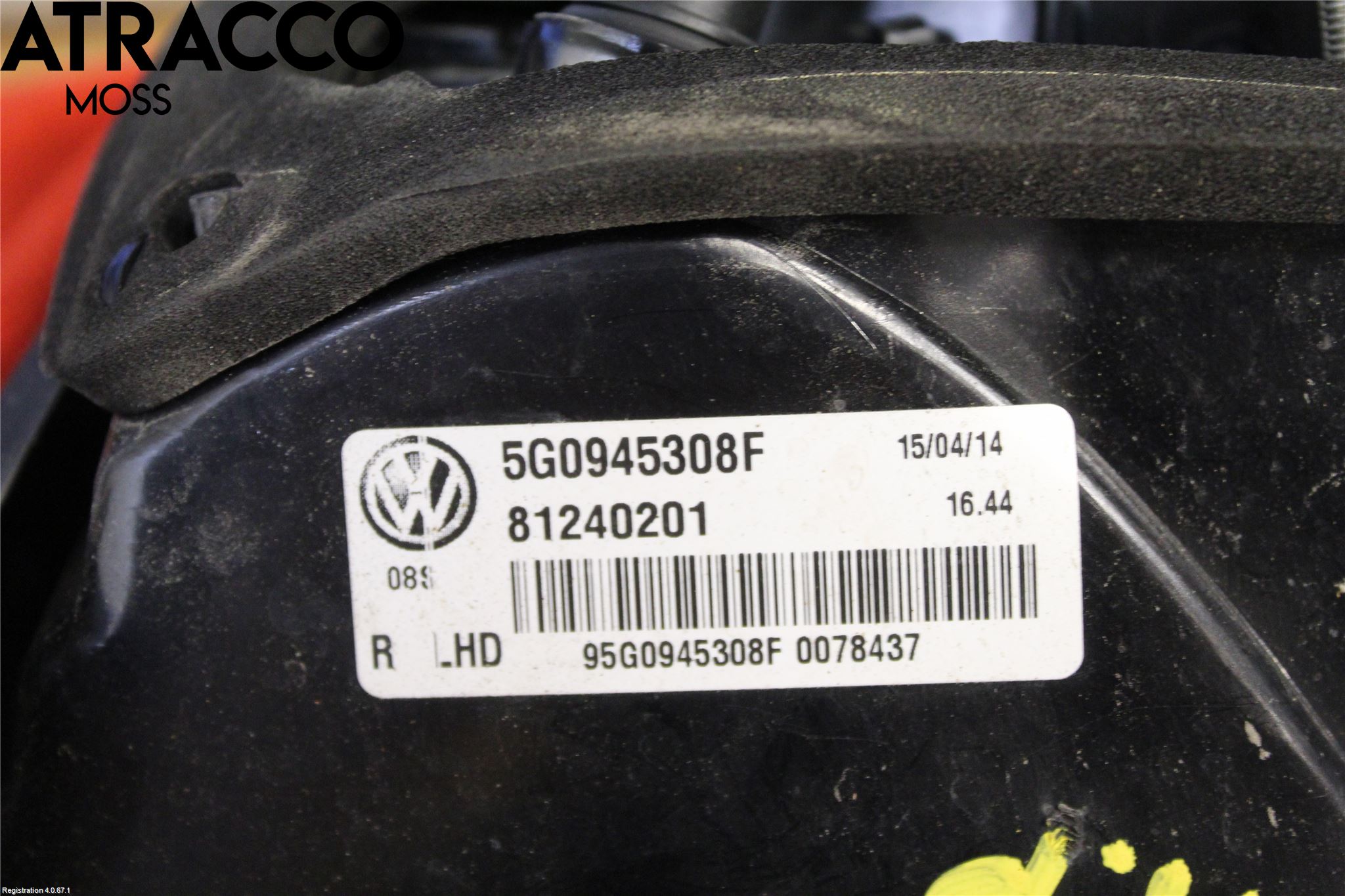 Volkswagen VW GOLF / E-GOLF VII 13-20 Bakljus Lucka Hö