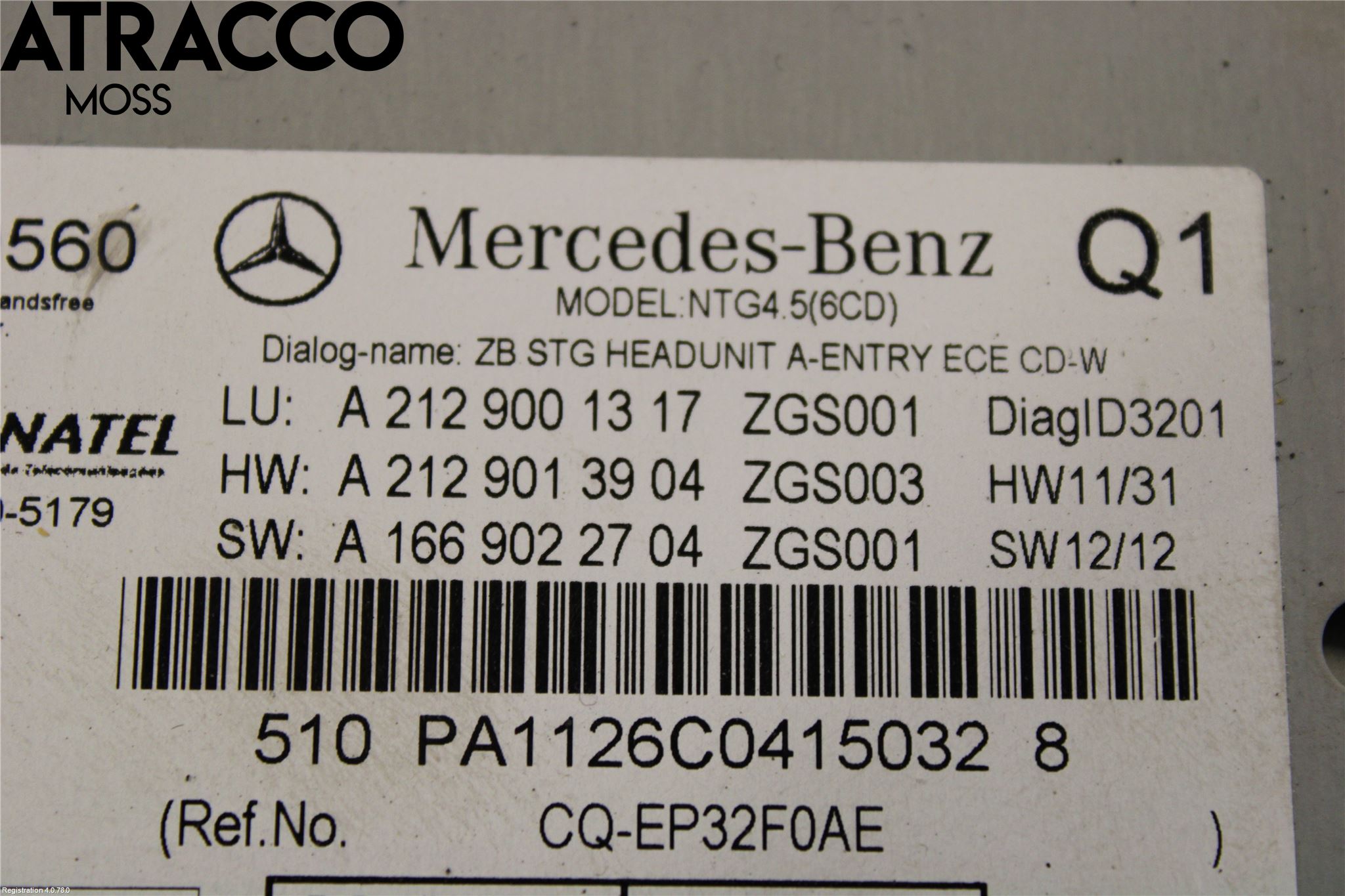 Mercedes-Benz MB E-KLASS (W212) 09-16 Cd Radio - Multimediapanel