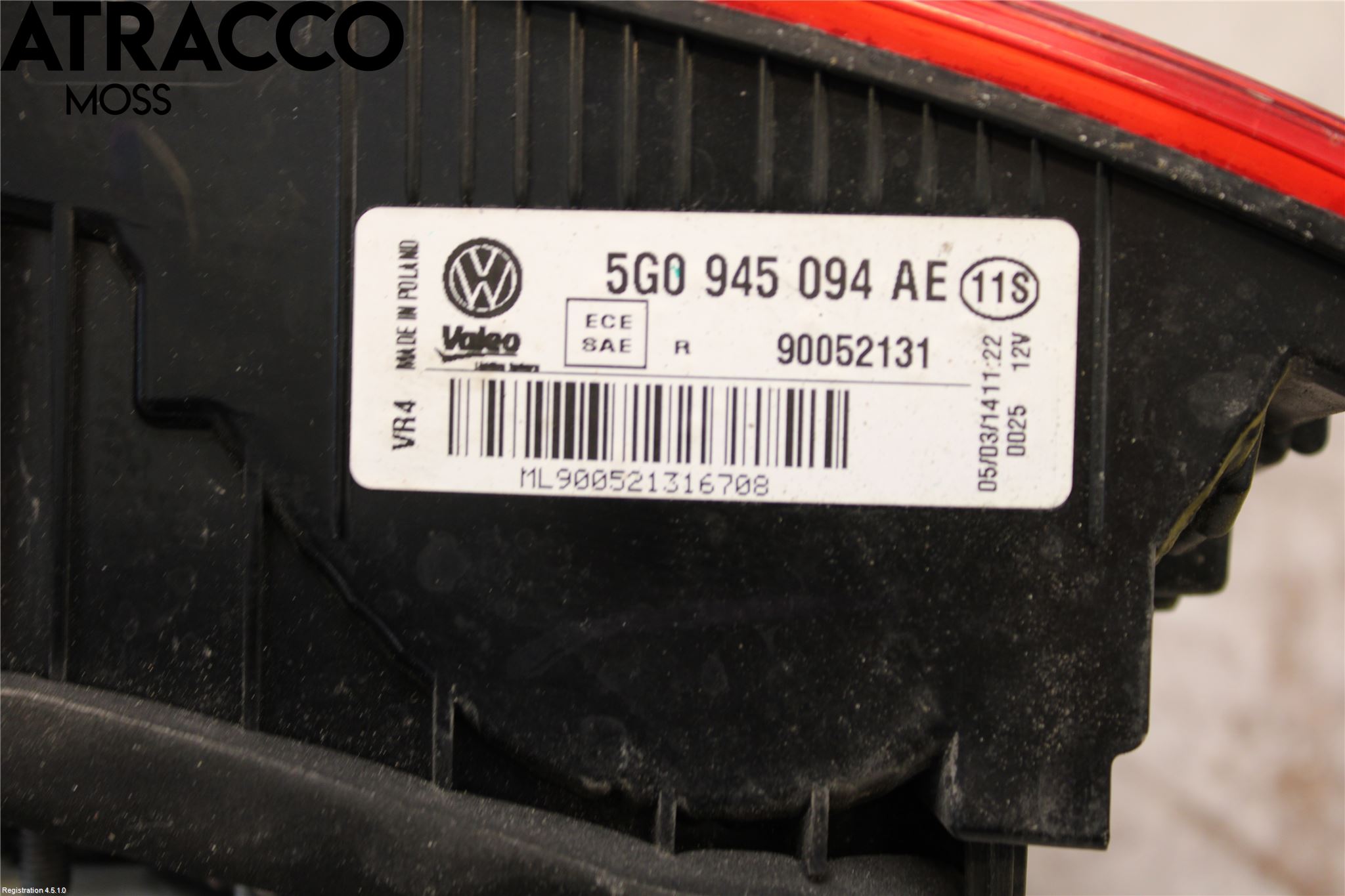 Volkswagen VW GOLF / E-GOLF VII 13-20 Bakljus Lucka Hö