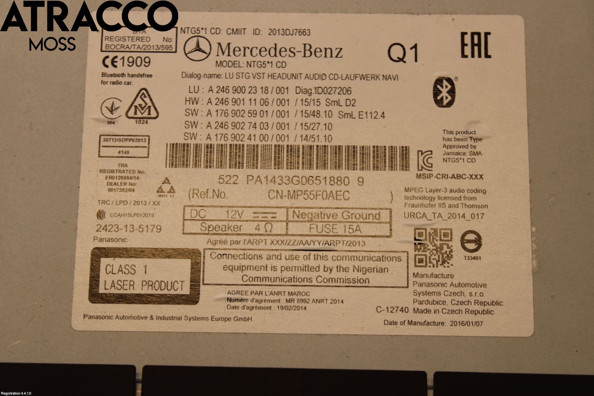 Mercedes-Benz MB A-KLASS (W176) 13-18 Cd Radio - Multimediapanel