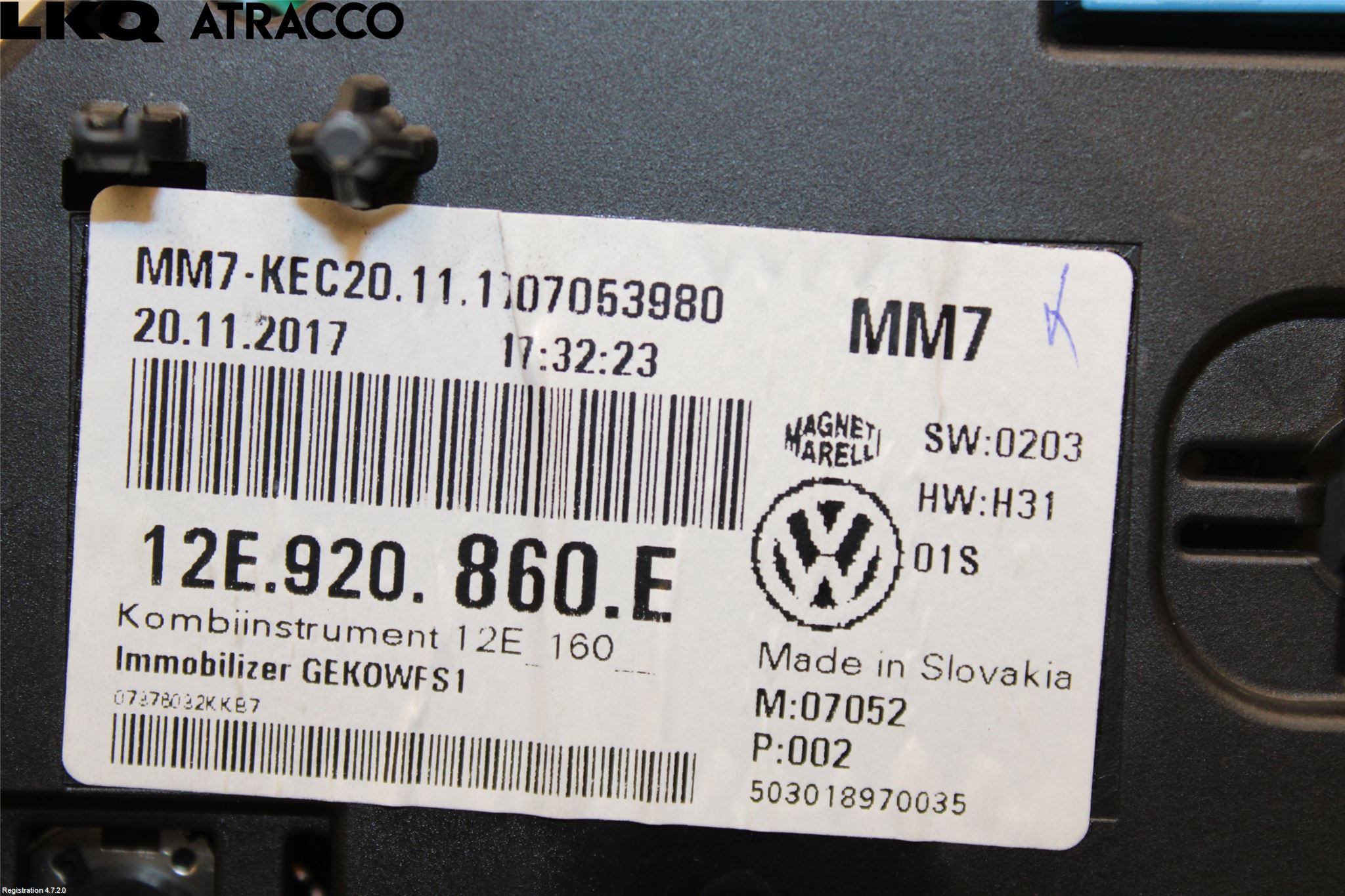Volkswagen VW UP! / E-UP! Instrument Komb