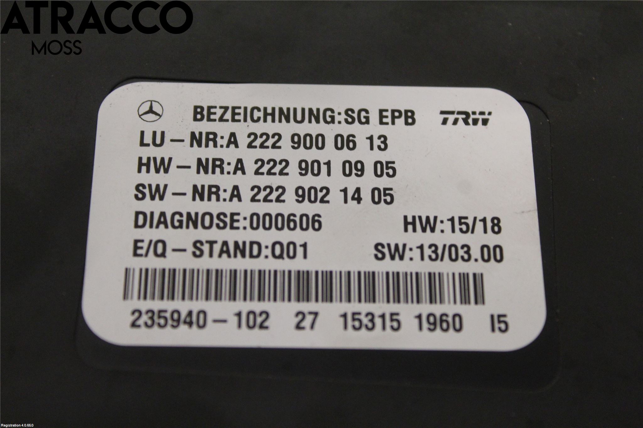 Mercedes-Benz MB C-KLASS (W205) 14-21 Styrenhet Parkbroms Epb