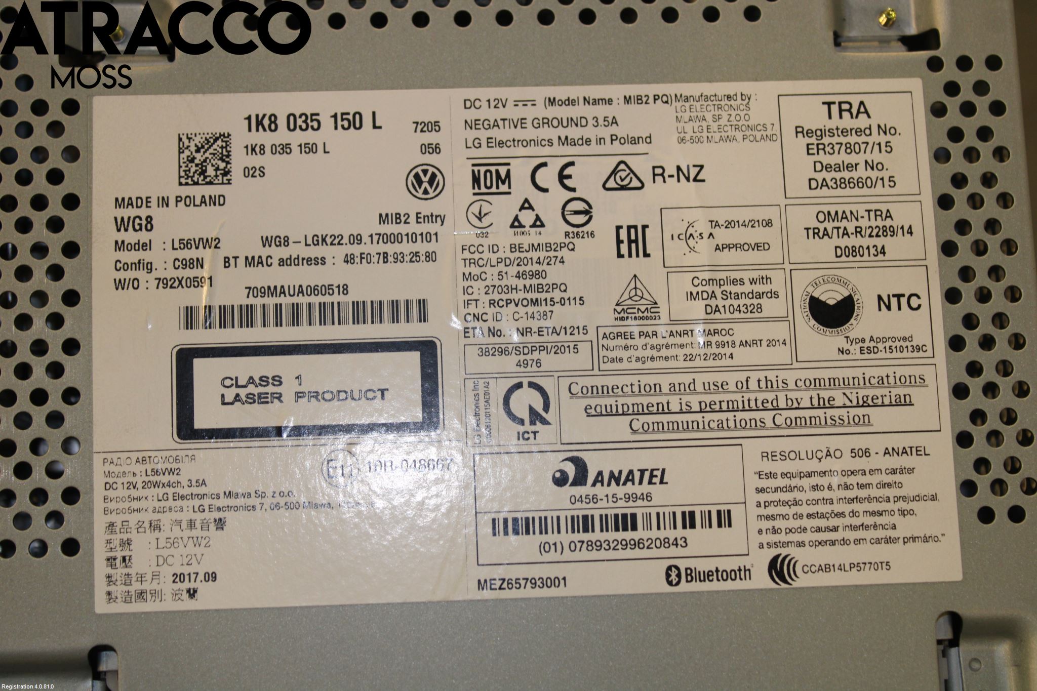 Volkswagen VW TIGUAN 07-16 Cd Radio - Multimediapanel