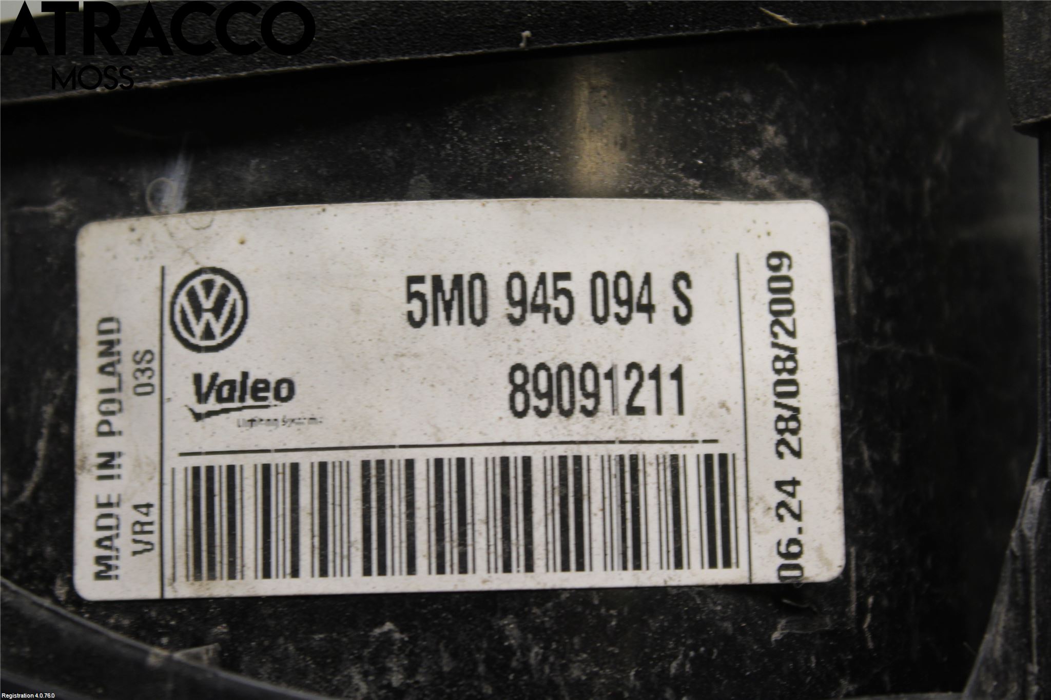 Volkswagen VW GOLF PLUS/CROSS GOLF 04-14 Bakljus Lucka Hö