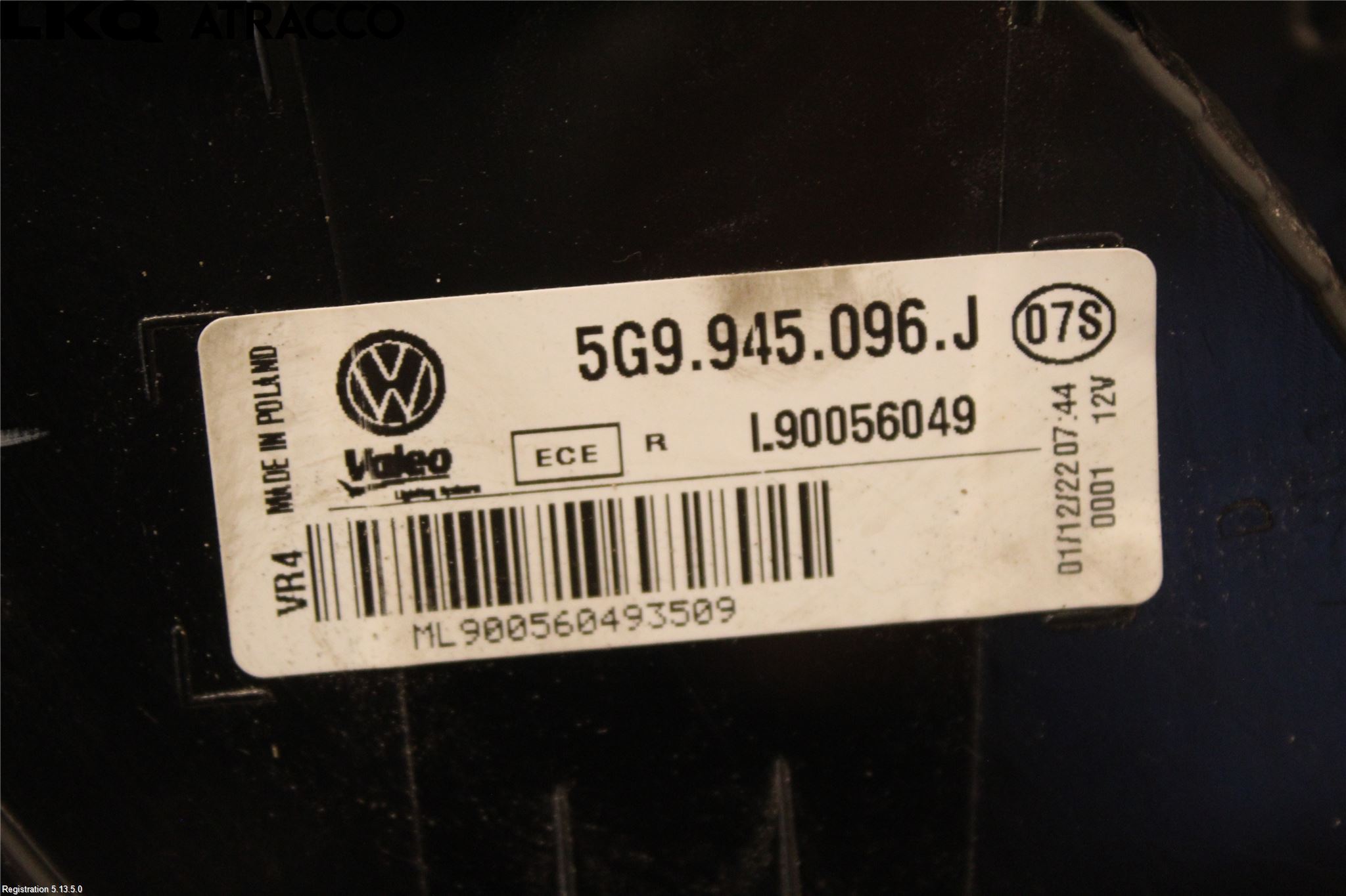 Volkswagen VW GOLF / E-GOLF VII 13-20 Bakljus Höger