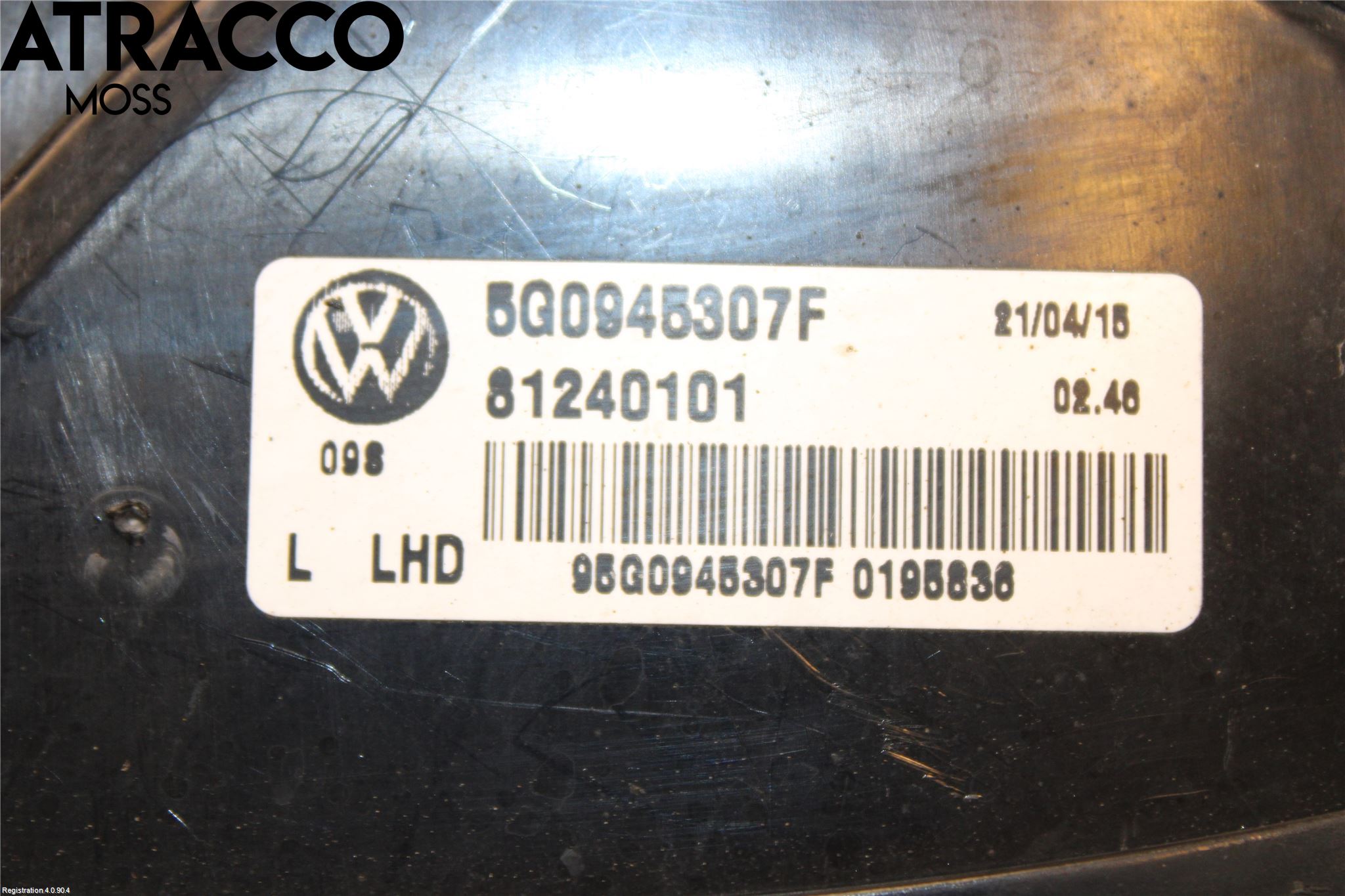 Volkswagen VW GOLF / E-GOLF VII 13-20 Bakljus Lucka Vä