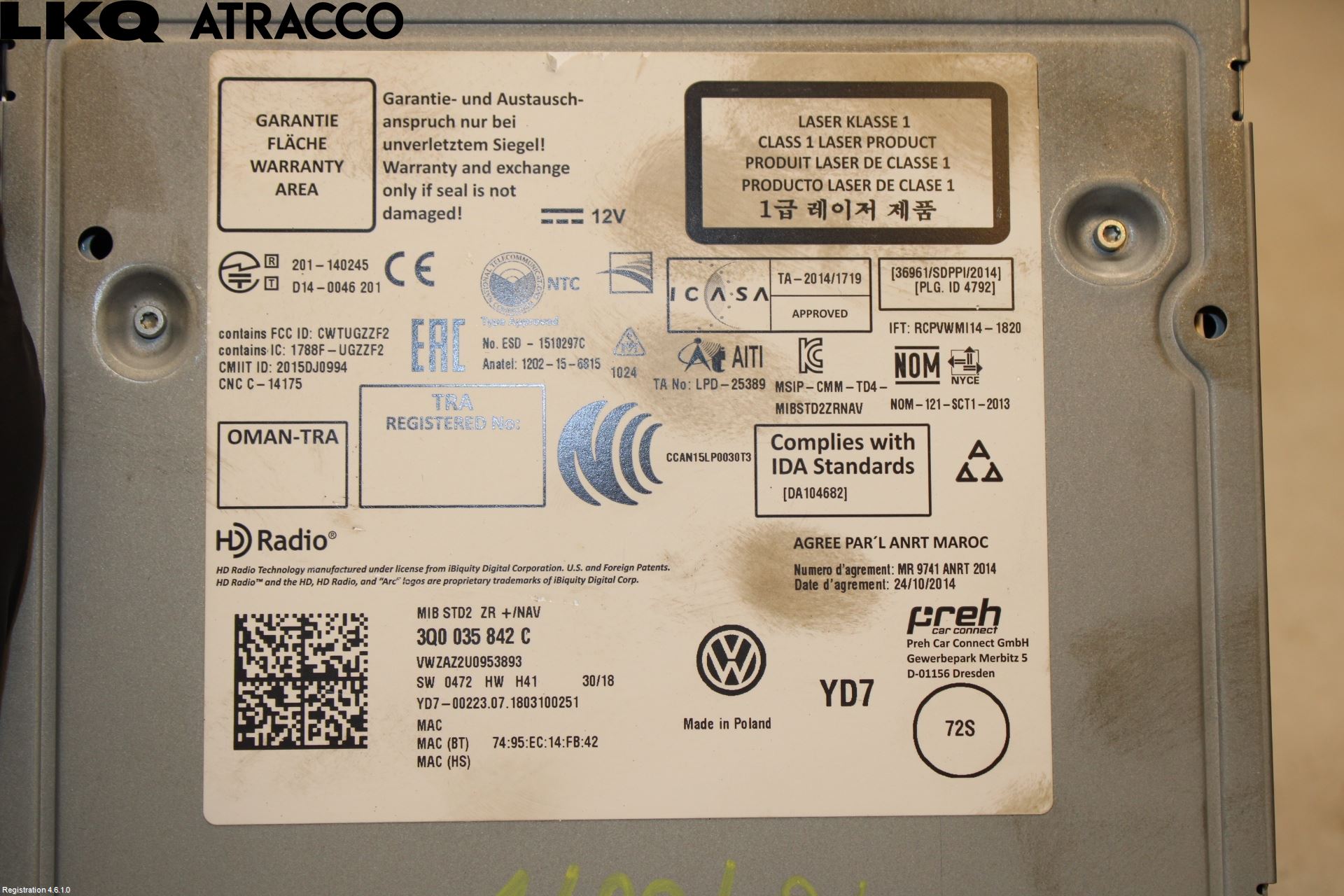 Volkswagen VW GOLF / E-GOLF VII 13-20 Radio