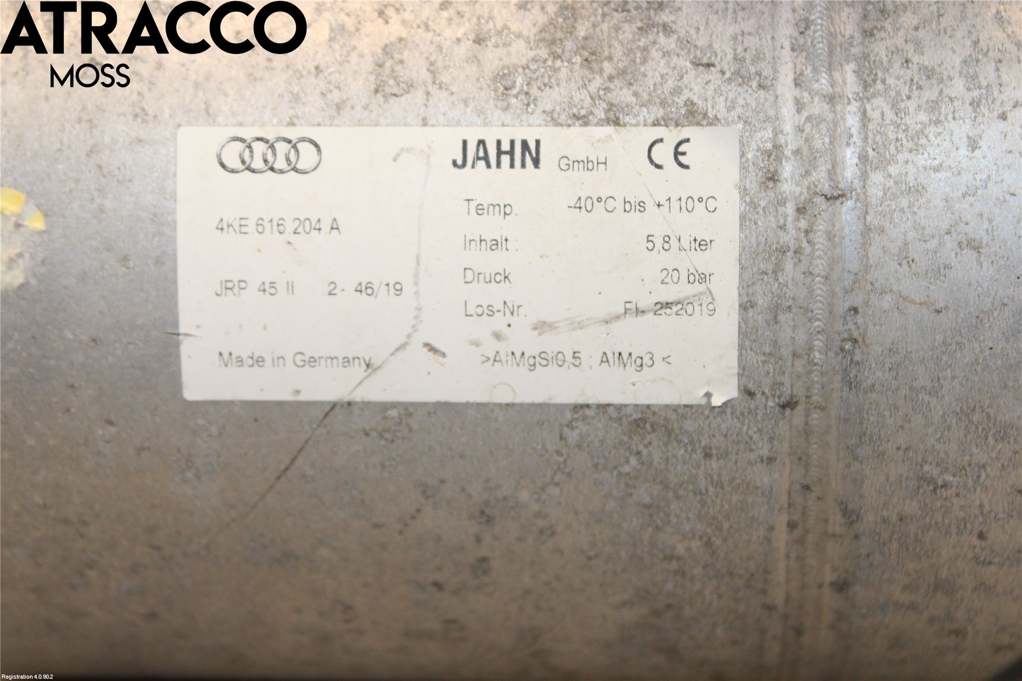 Audi E-TRON, S GE 19- Nivå/Luftförändring Trycktank
