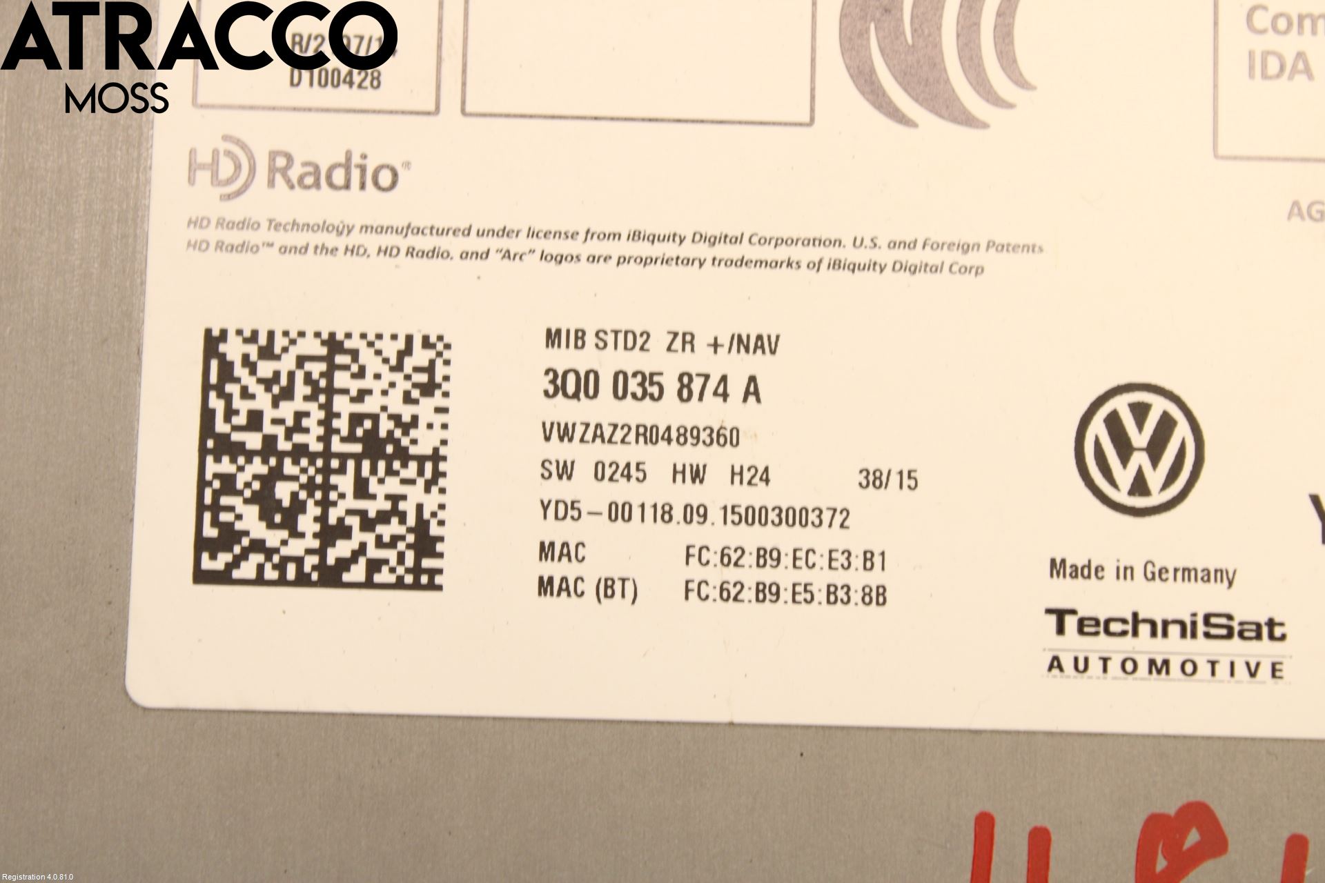 Volkswagen VW GOLF / E-GOLF VII 13-20 Cd Radio - Multimediapanel
