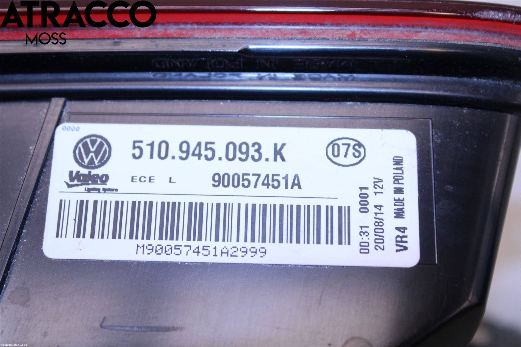 Volkswagen VW GOLF SPORTSVAN 15-20 Bakljus Lucka Vä