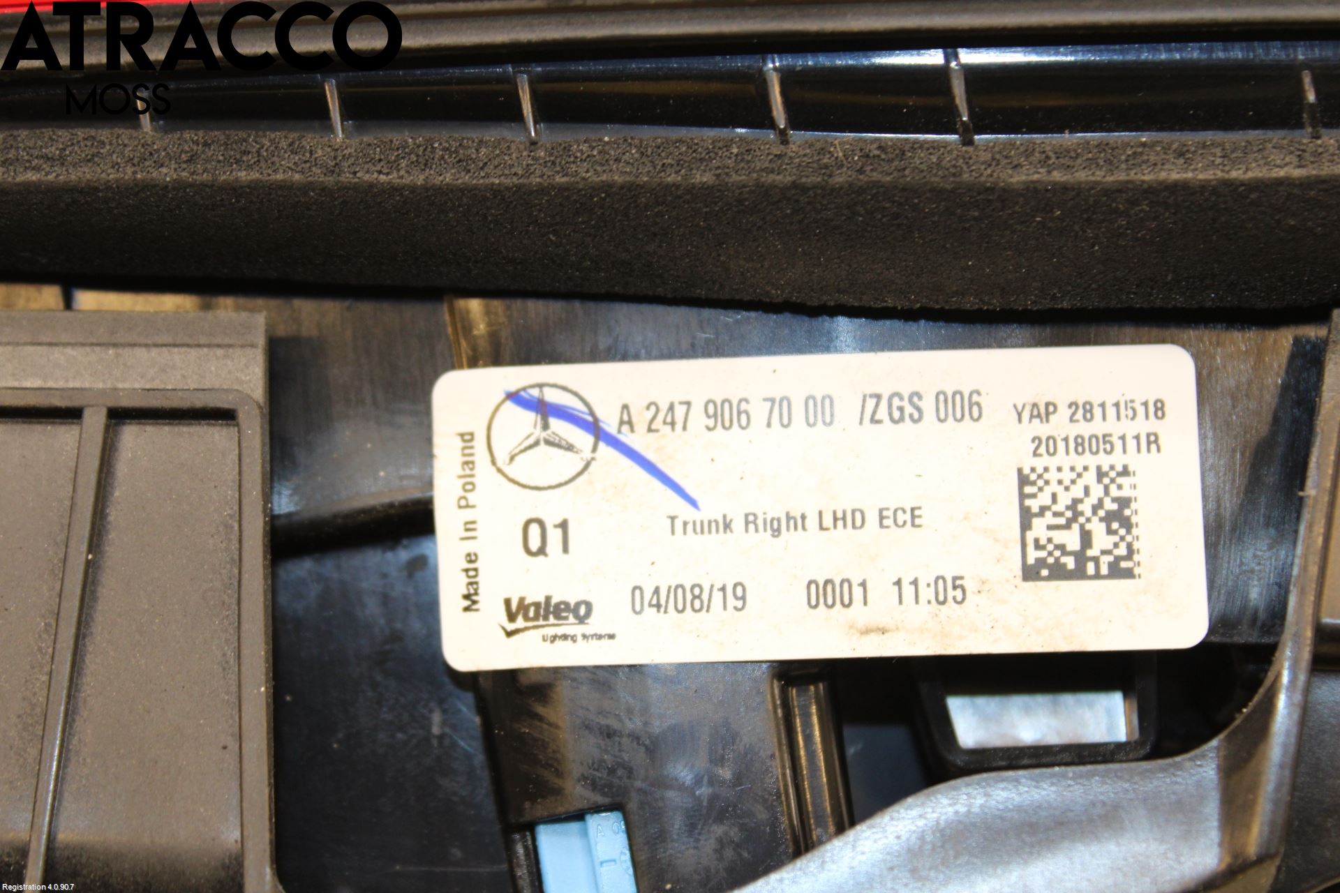 Mercedes-Benz MB B-KLASS (W246/W242) 12-19 Bakljus Lucka Hö