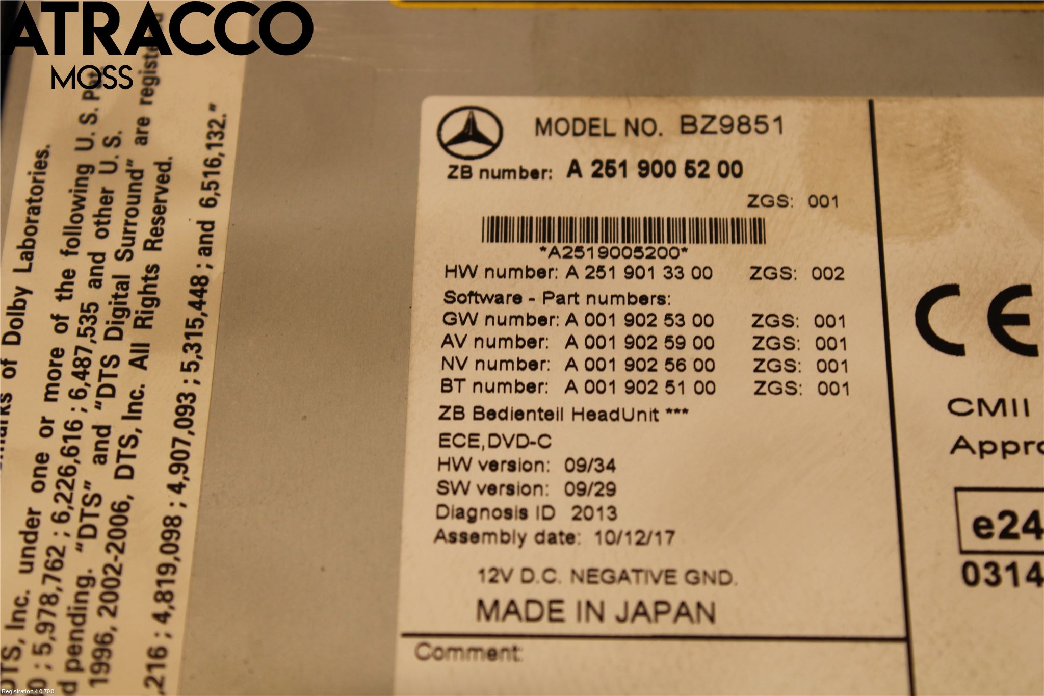 Mercedes-Benz MB R-KLASS (W251) 05-13 Cd Radio - Multimediapanel