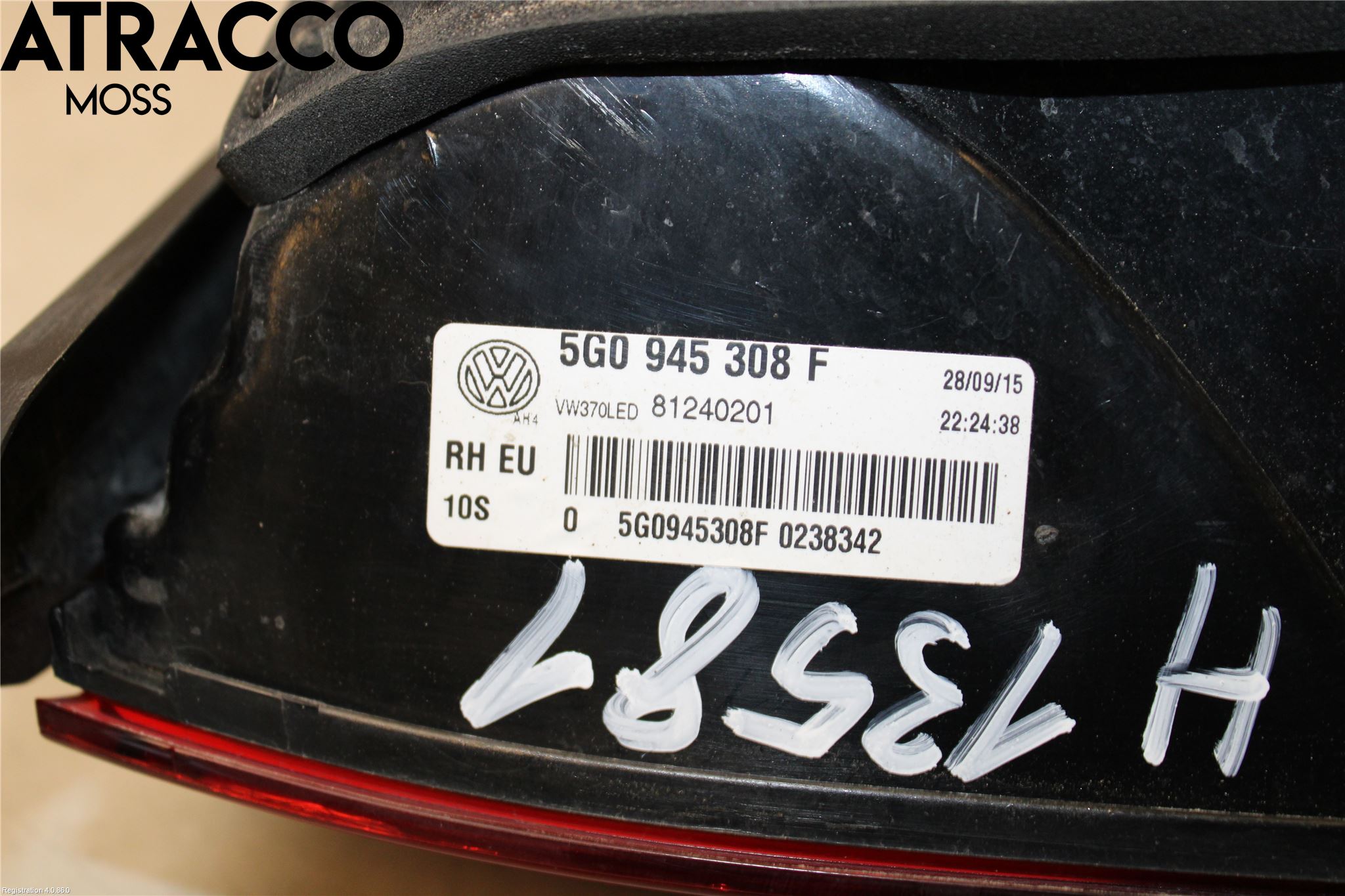 Volkswagen VW GOLF / E-GOLF VII 13-20 Bakljus Lucka Hö