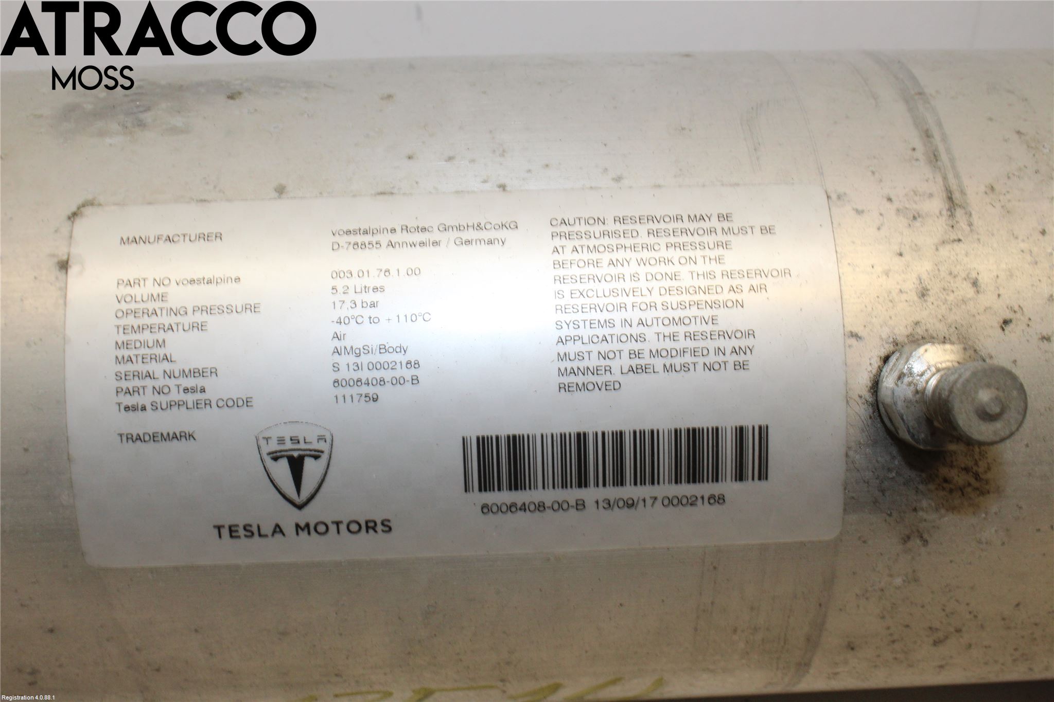 Tesla MODEL S 13- Nivå/Luftförändring Trycktank