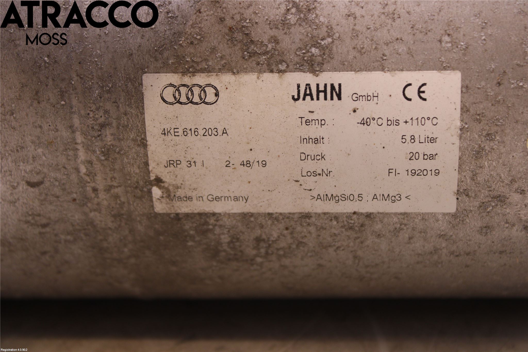 Audi E-TRON, S GE 19- Nivå/Luftförändring Trycktank