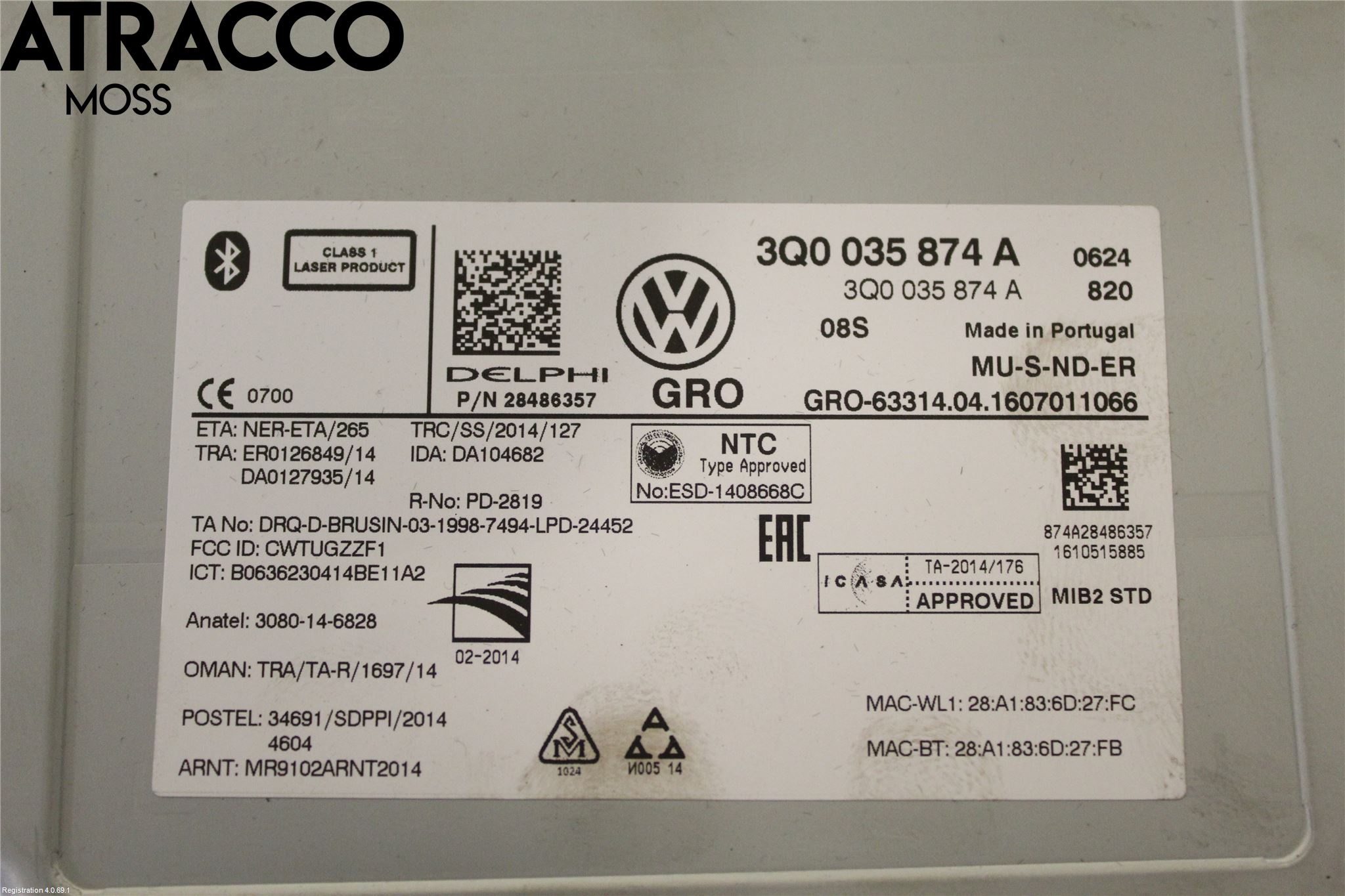 Volkswagen VW GOLF / E-GOLF VII 13-20 Cd Radio - Multimediapanel