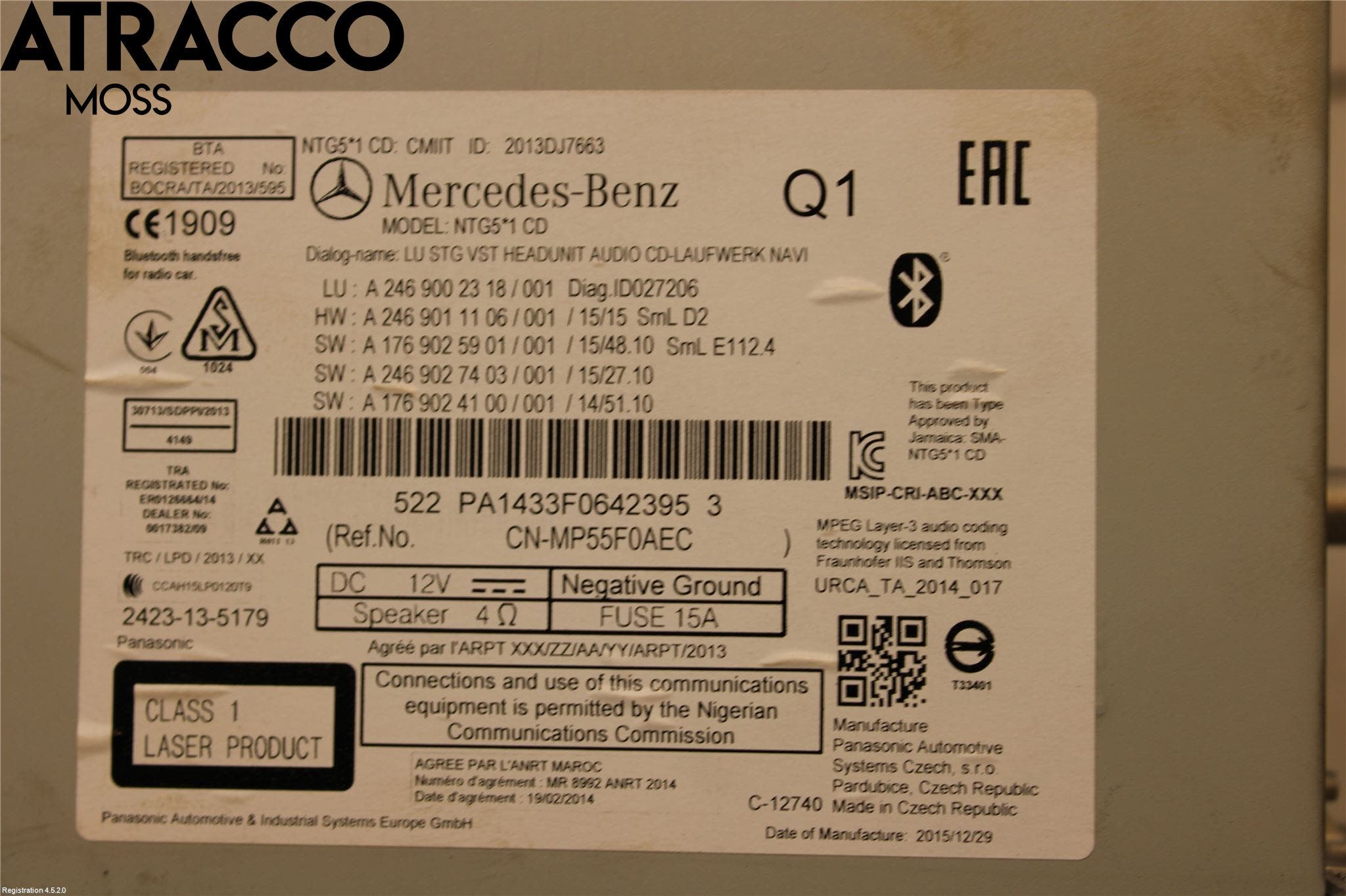 Mercedes-Benz MB B-KLASS (W246/W242) 12-19 Cd Radio - Multimediapanel