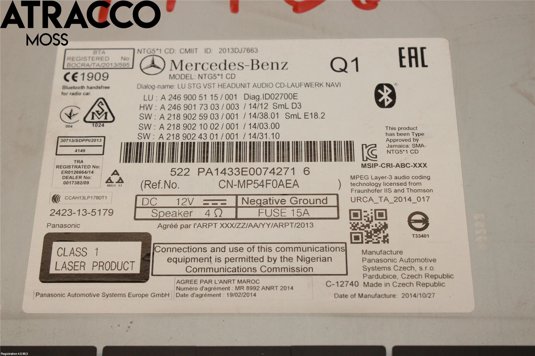 Mercedes-Benz MB B-KLASS (W246/W242) 12-19 Cd Radio - Multimediapanel