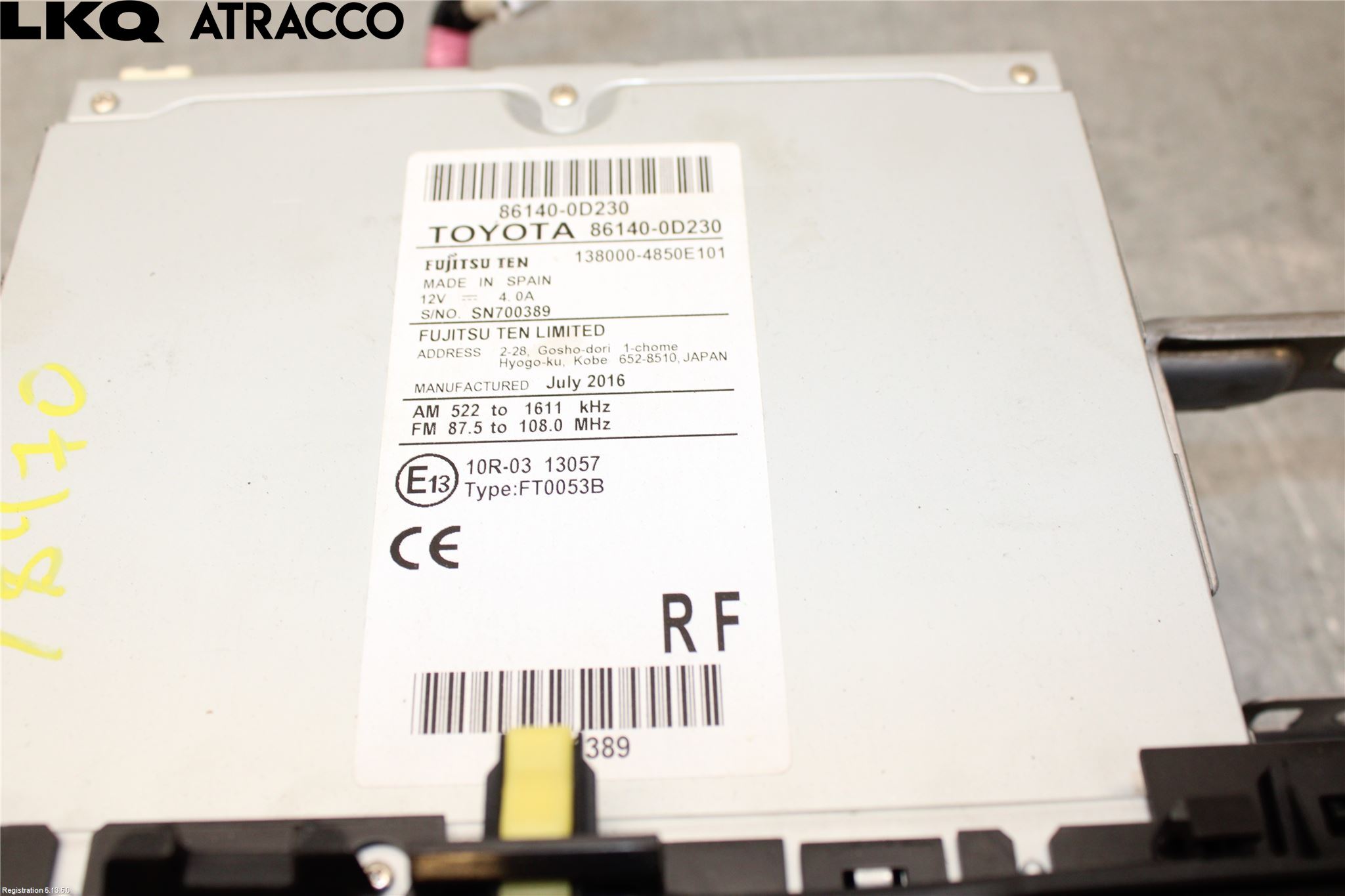 Toyota YARIS XP130 15-20 Radio