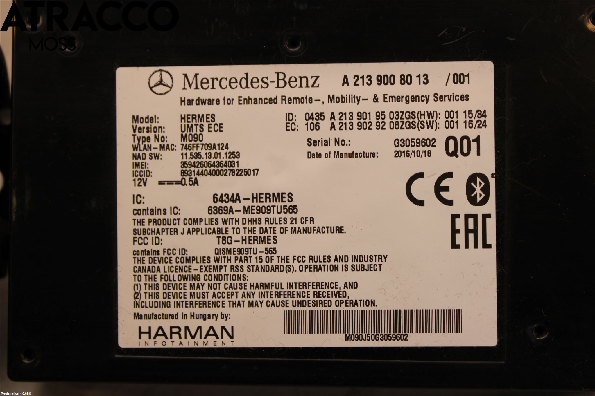 Mercedes-Benz MB C-KLASS (W205) 14-21 Styrenhet Övrigt