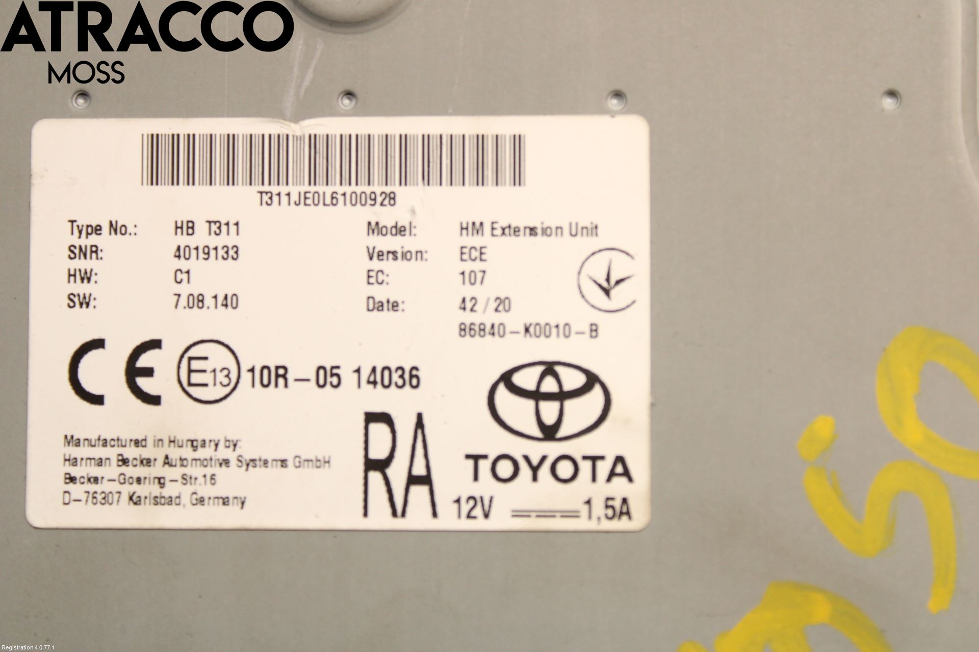 Toyota COROLLA 19- Radio Övrigt