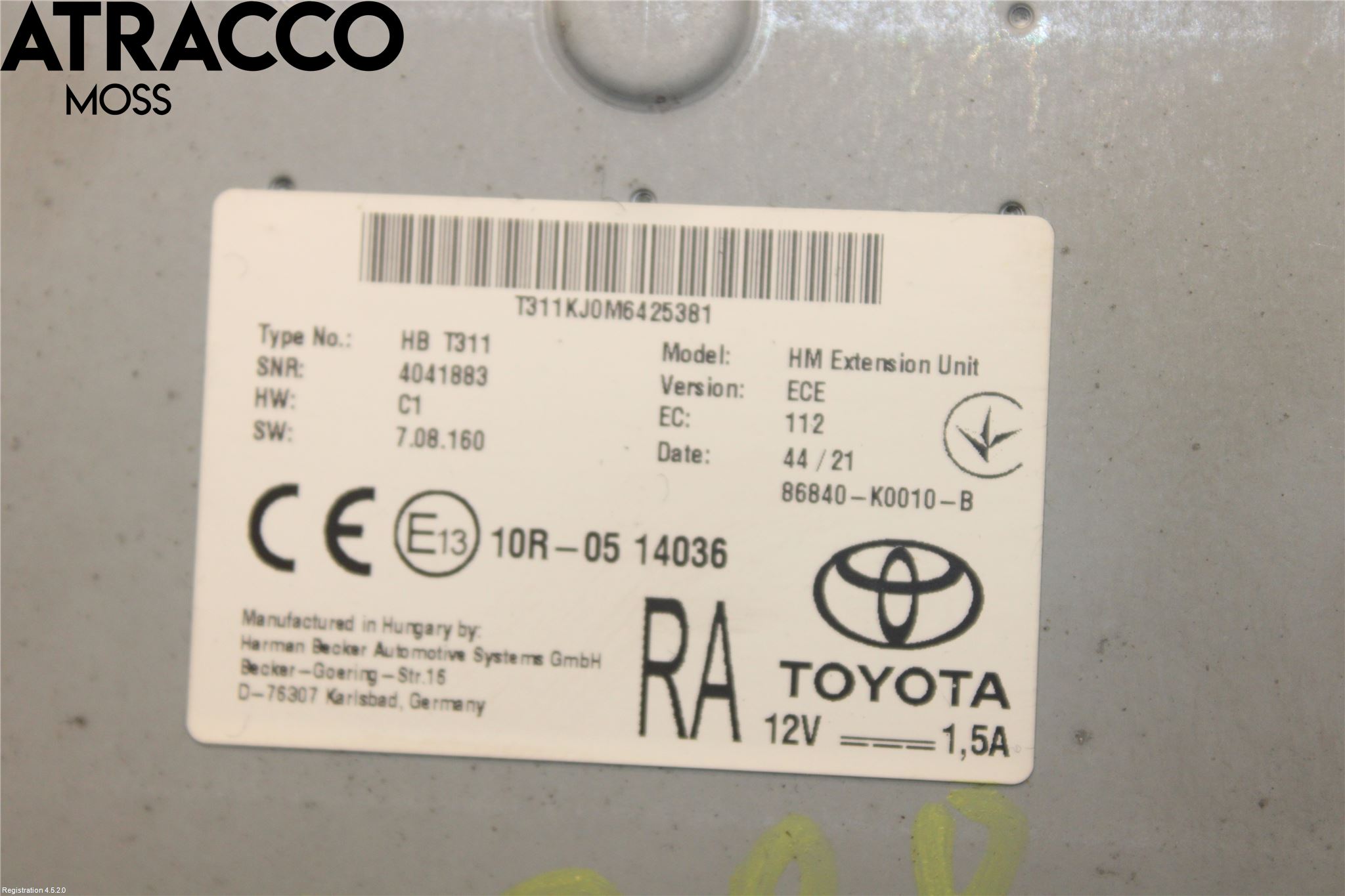 Toyota COROLLA 19- Radio Övrigt